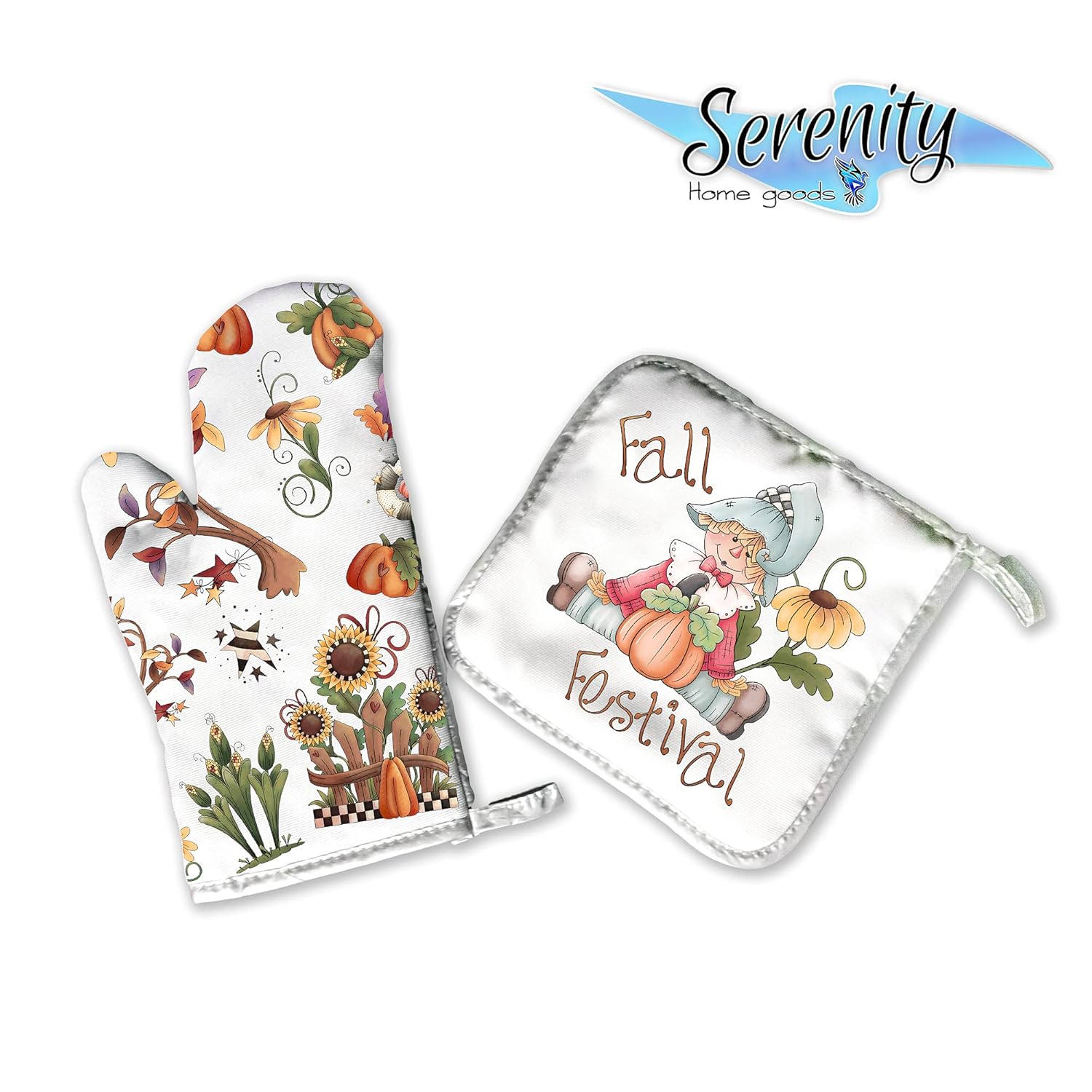 Autumn Potholder and Oven Mitt Set Halloween Family Reunion