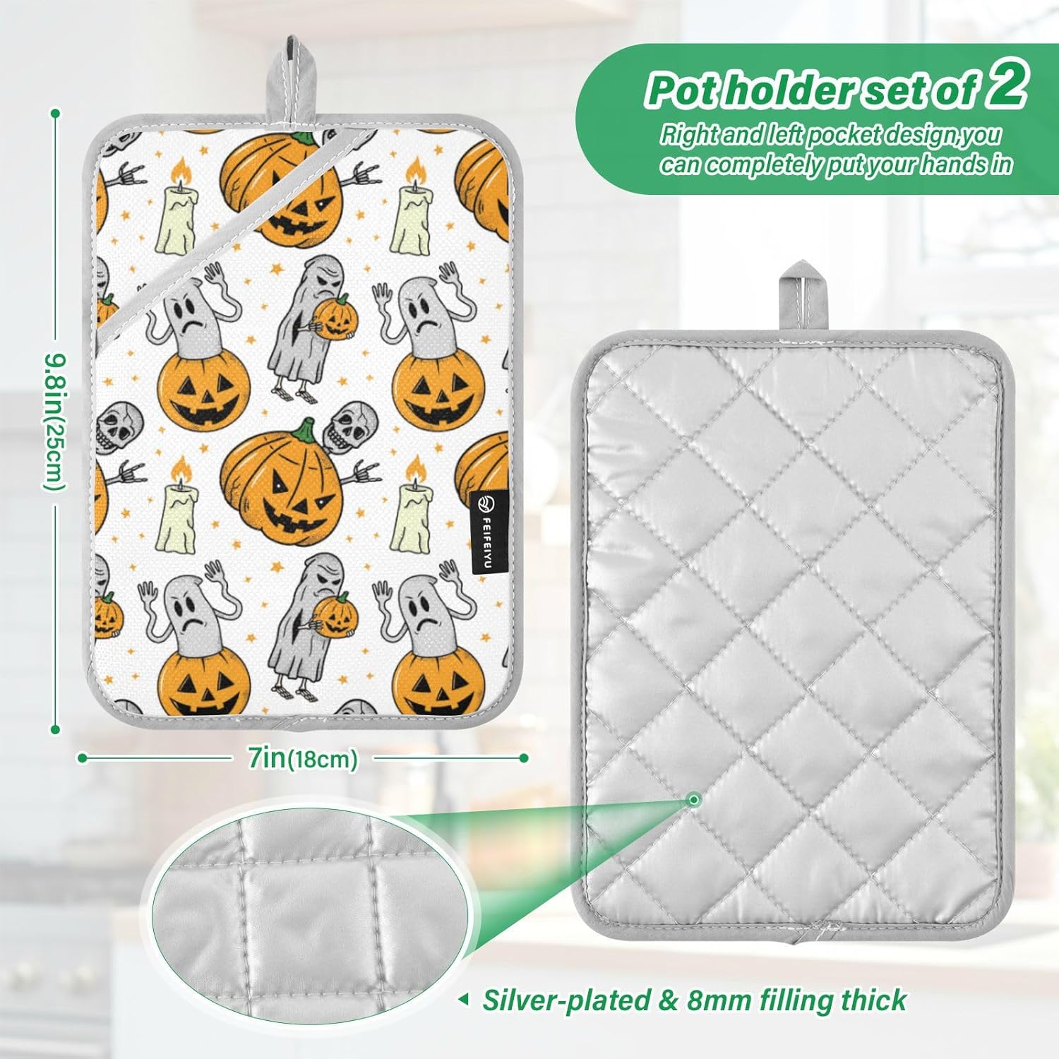 Halloween Spooky pumpkin pot holder set for cooking