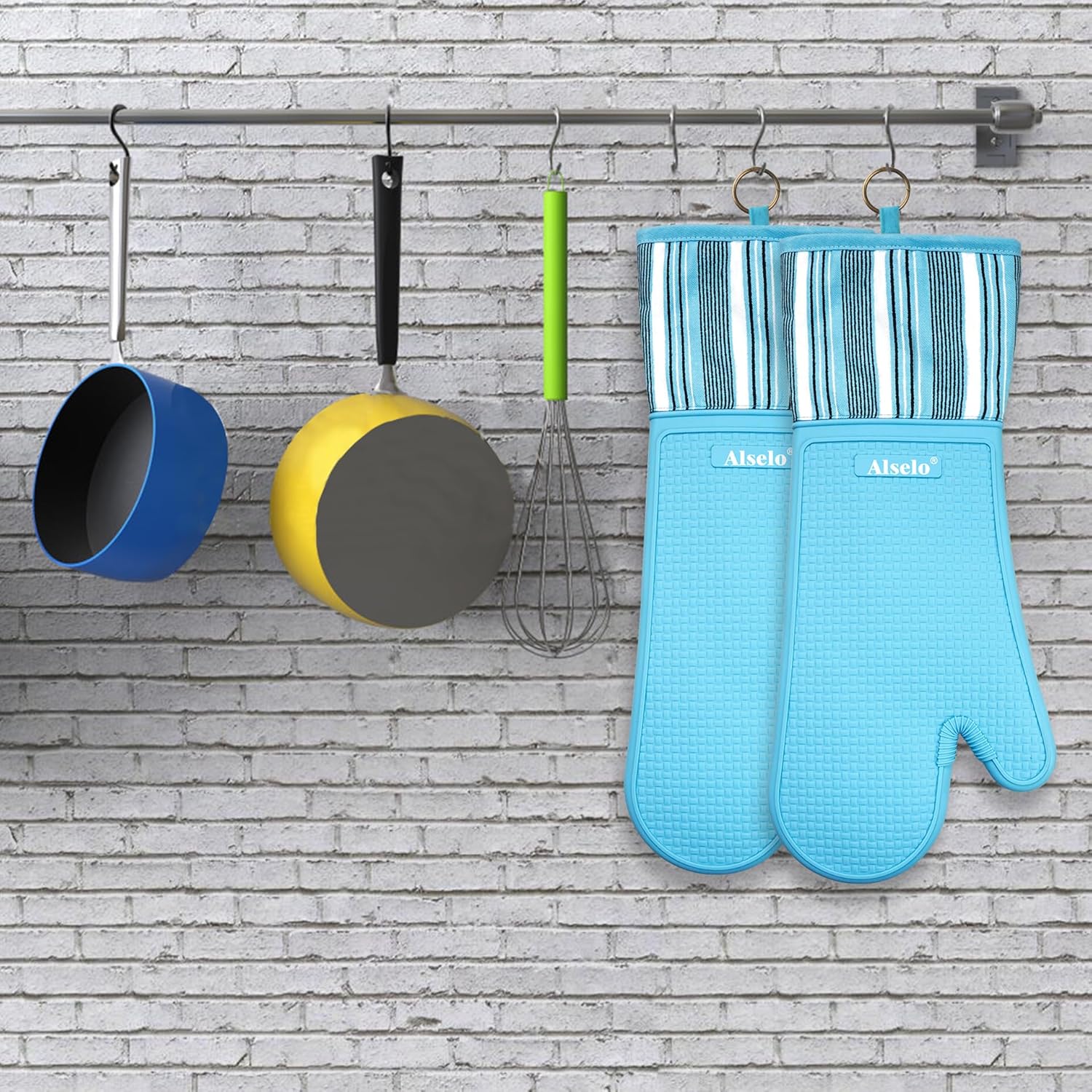 Alselo Oven Mitts Heat Resistant Silicone for 550 Degrees