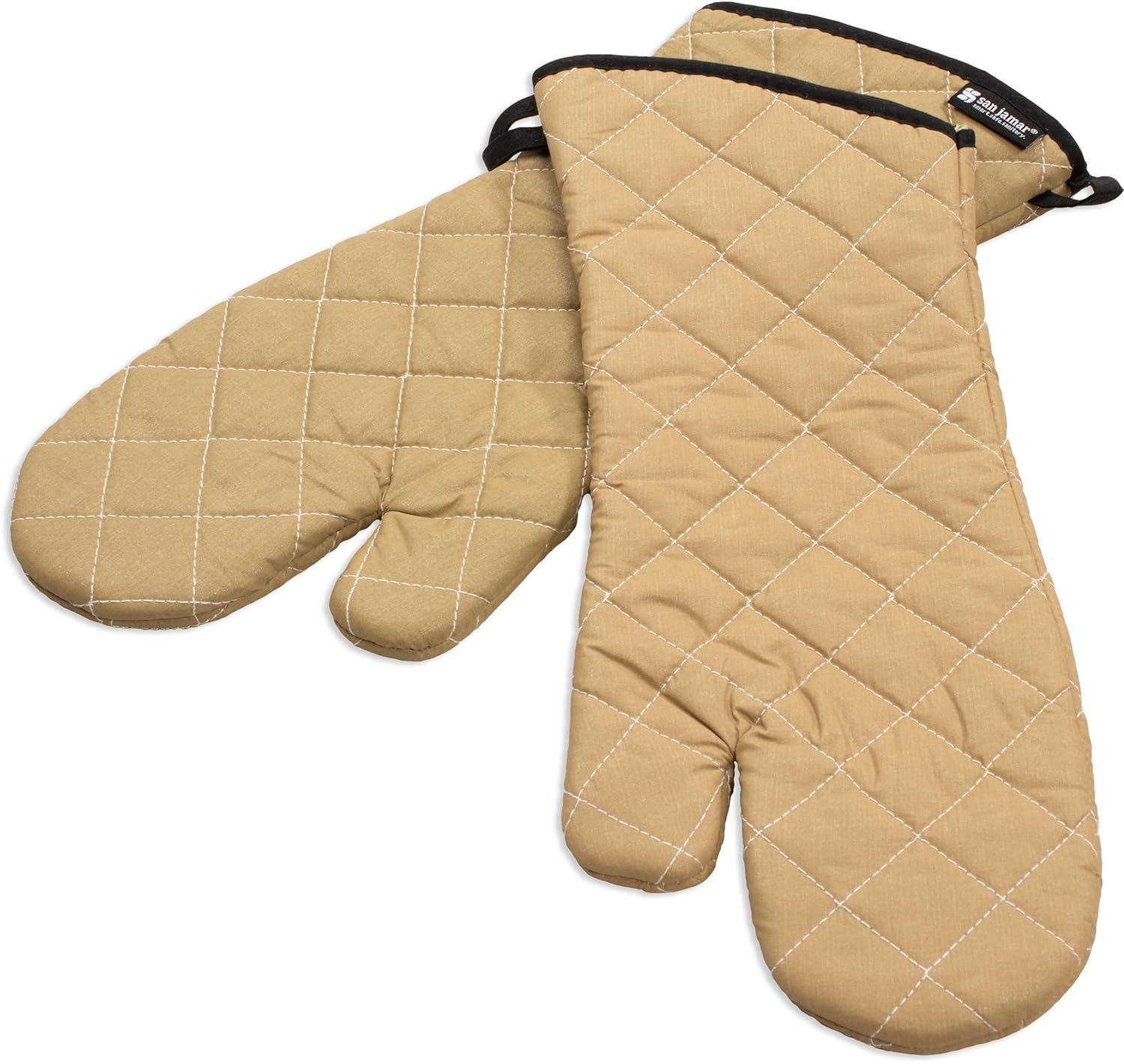 San Jamar 17 Tan Oven Mitts with Heat Protection
