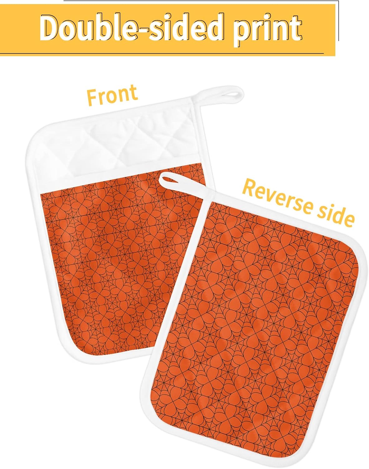 Halloween Geometric Potholders Set of 5 with Hook Heat-Resistant Kitchen Pots Dishes