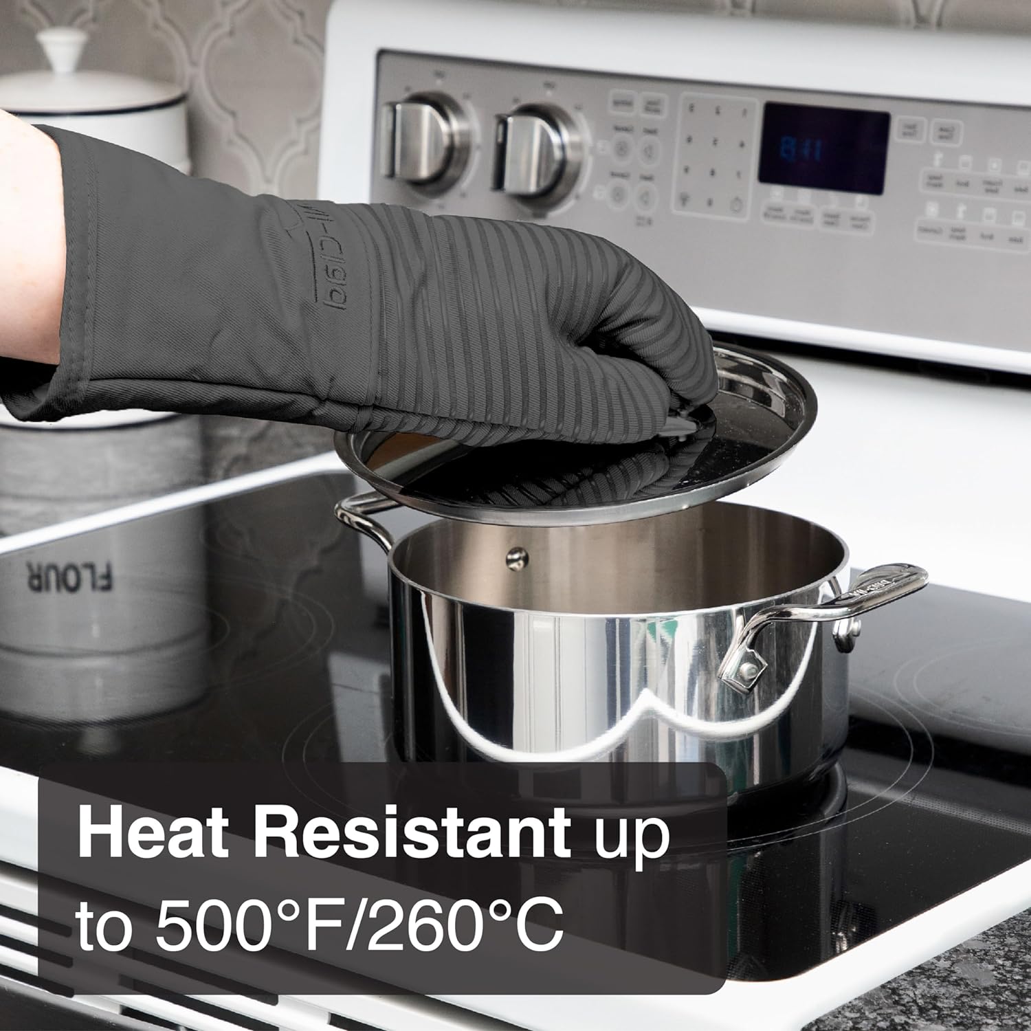 Sturdy Heat-Resistant Oven Mitt for 500F Soft Machine Washable