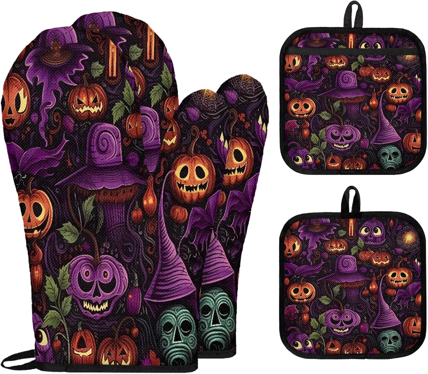 Versatile Heat-Resistant Potholders Oven Mitts 4pc Set