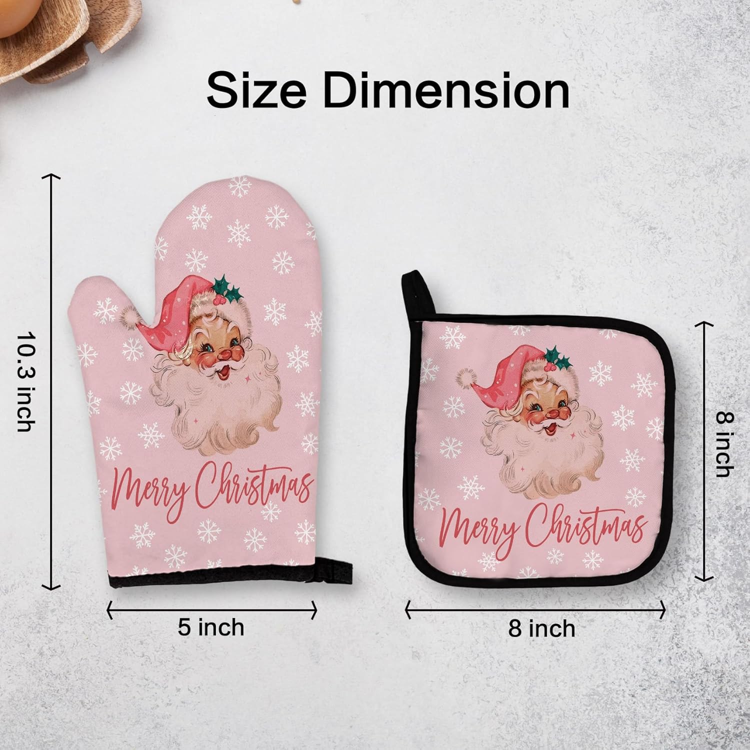 OHSUL Pink Christmas Oven Mitts and Pot Holders Set