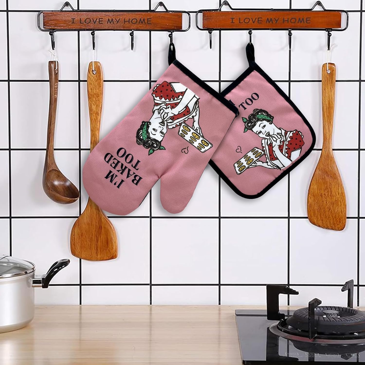 I Am Baked Too Funny Oven Mitts Set of 2