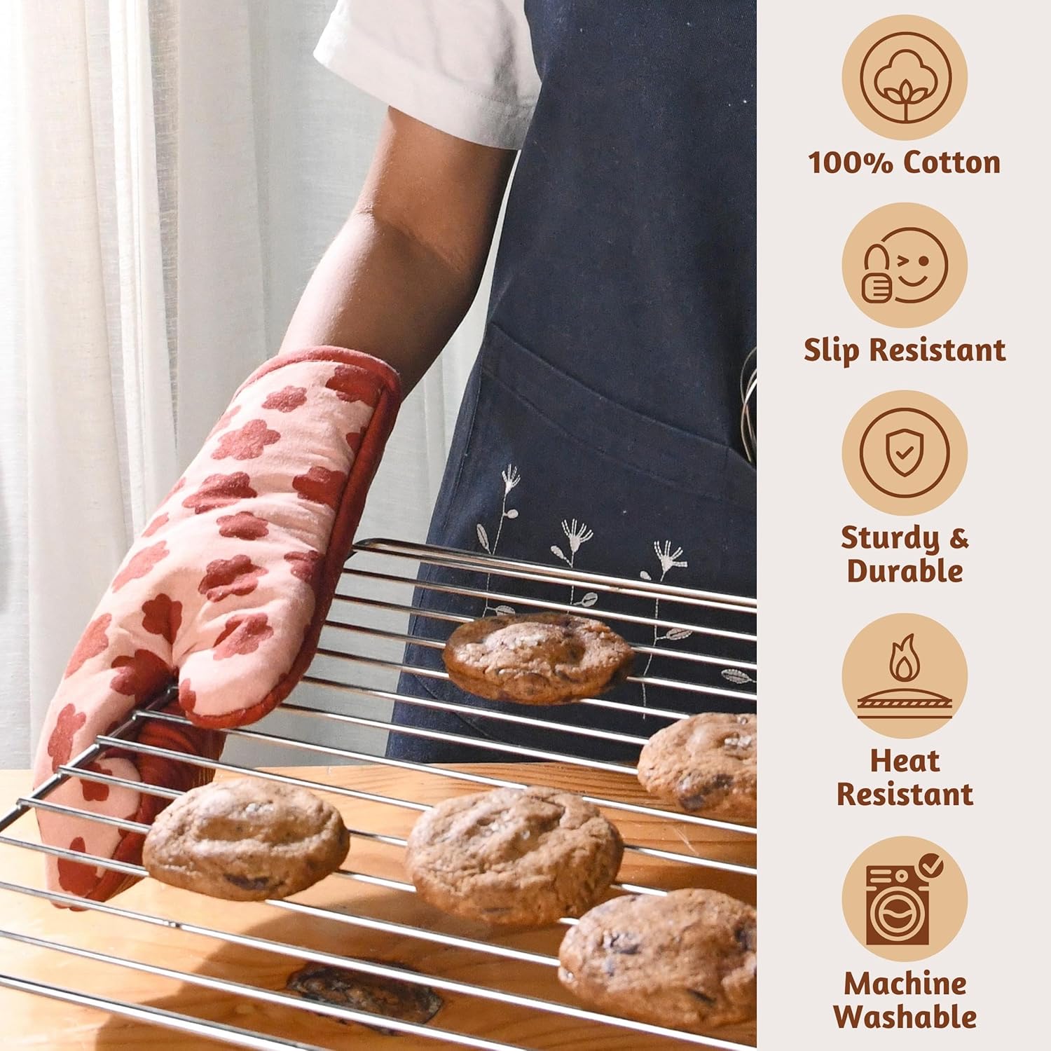 Folkulture Heat-Resistant Silicone Oven Mitred Pair 12 x 55