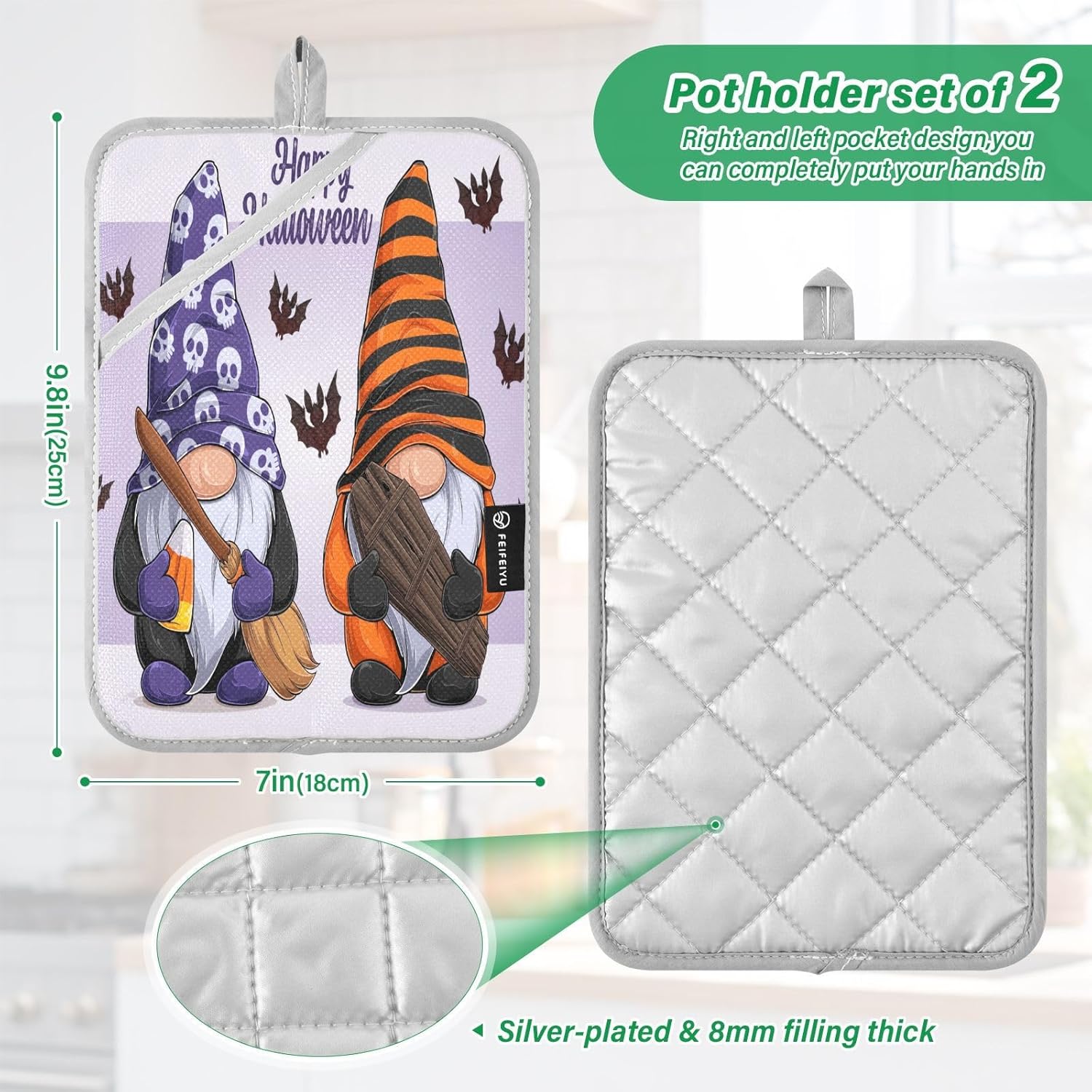 Halloween Gnome 2-Pack Pothifter with Pocket Hanging Loop