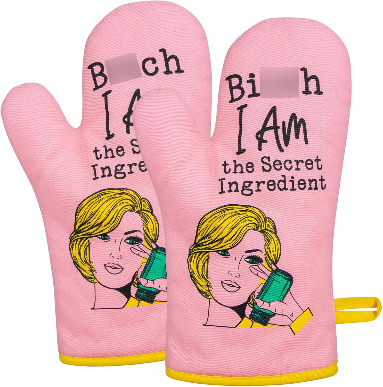Funny Pink Oven Mitt Set for Baking Kitchen_GF