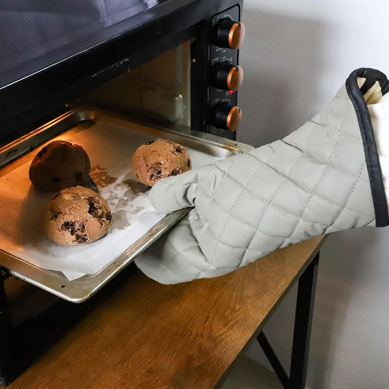 ARCLIBER Quilted Terry Cloth Oven Mitts Heat Resistant Extra Long 16 Inch