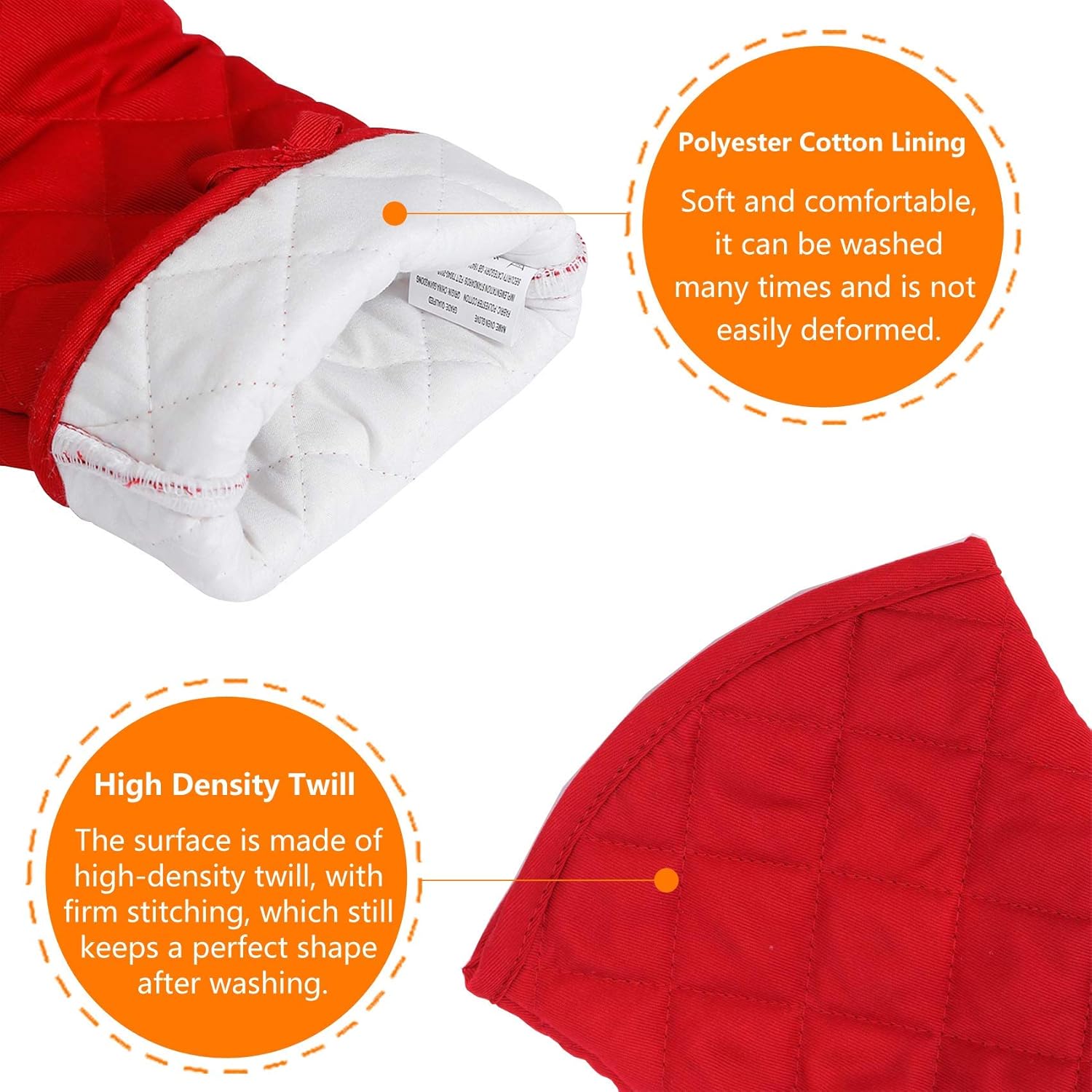 Versatile Heat-Resistant Red Silicone Oven Mitts for Baking Cooking