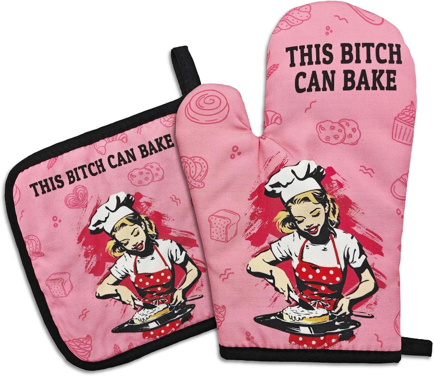 GOSJINN K - Funny Oven Mitts Pot Holders - Unique Kitchen Basket - 2x Set