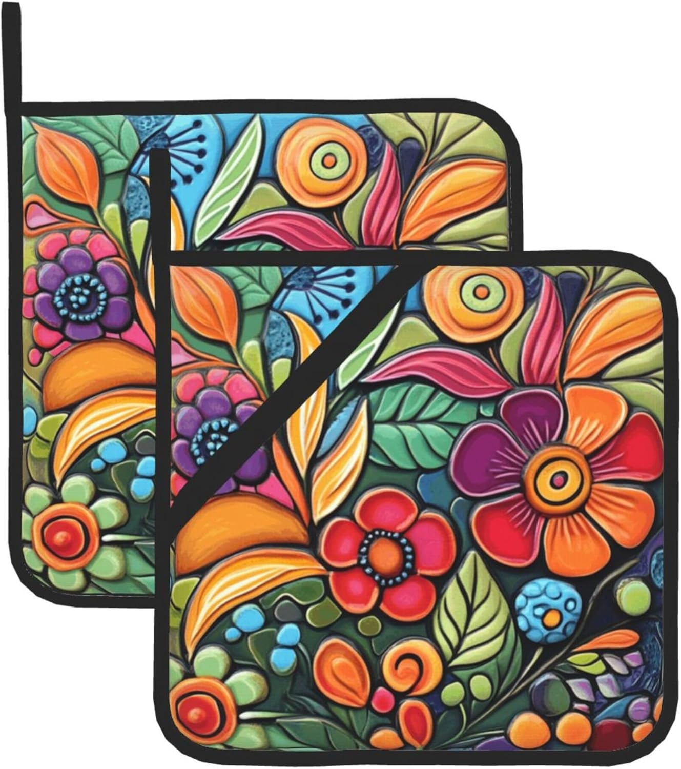 HOYYU Heat-Resistant Boho Potholders Set
