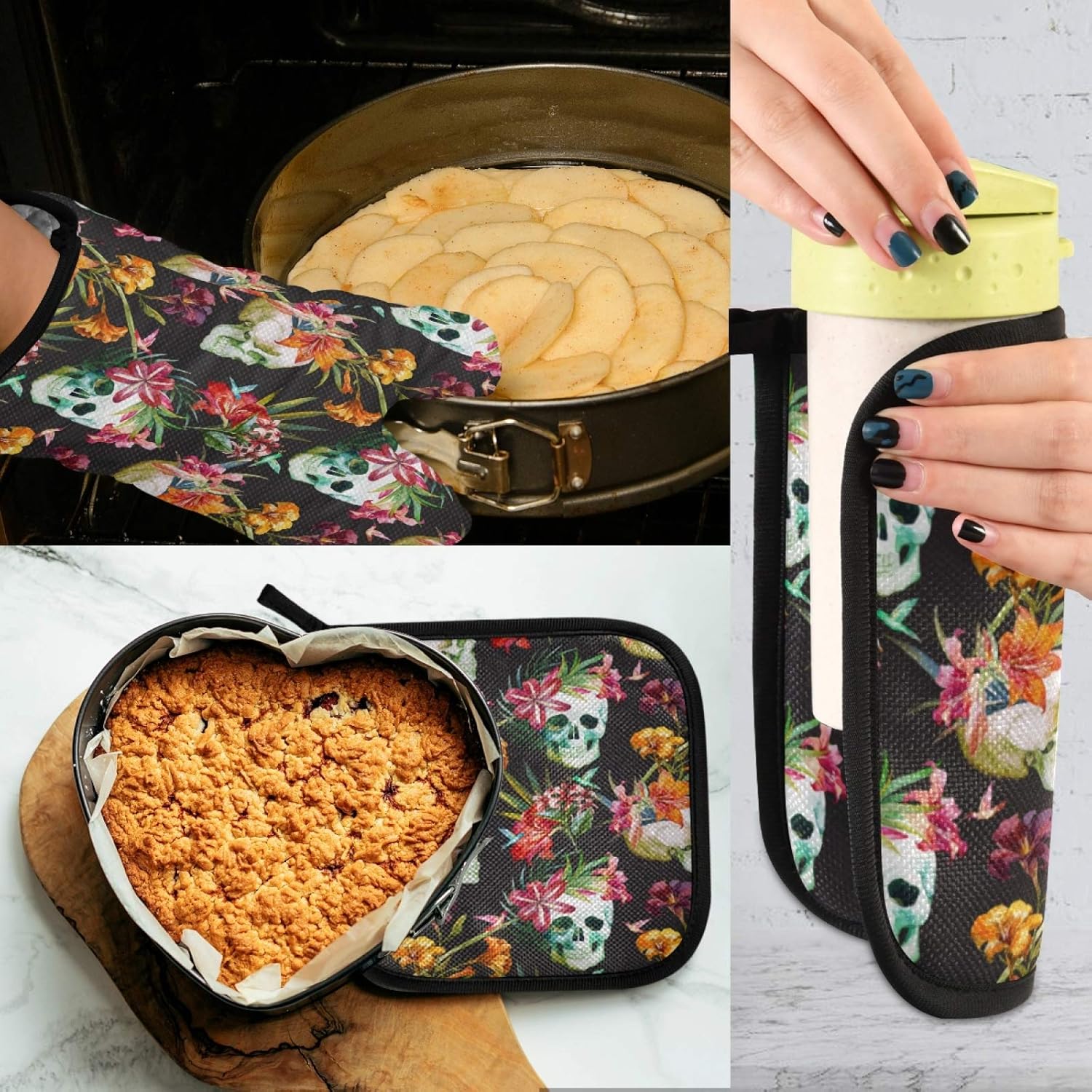 AUUXVA Halloween Pattern Oven Mitt Pot Holder Set