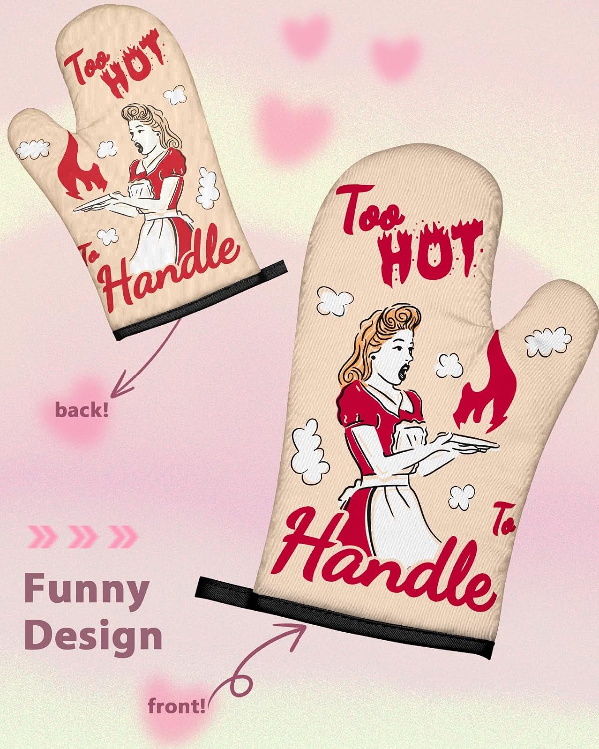 Swooflia Funny Oven Mitts Heat-Resistant Kitchen Gloves for Women