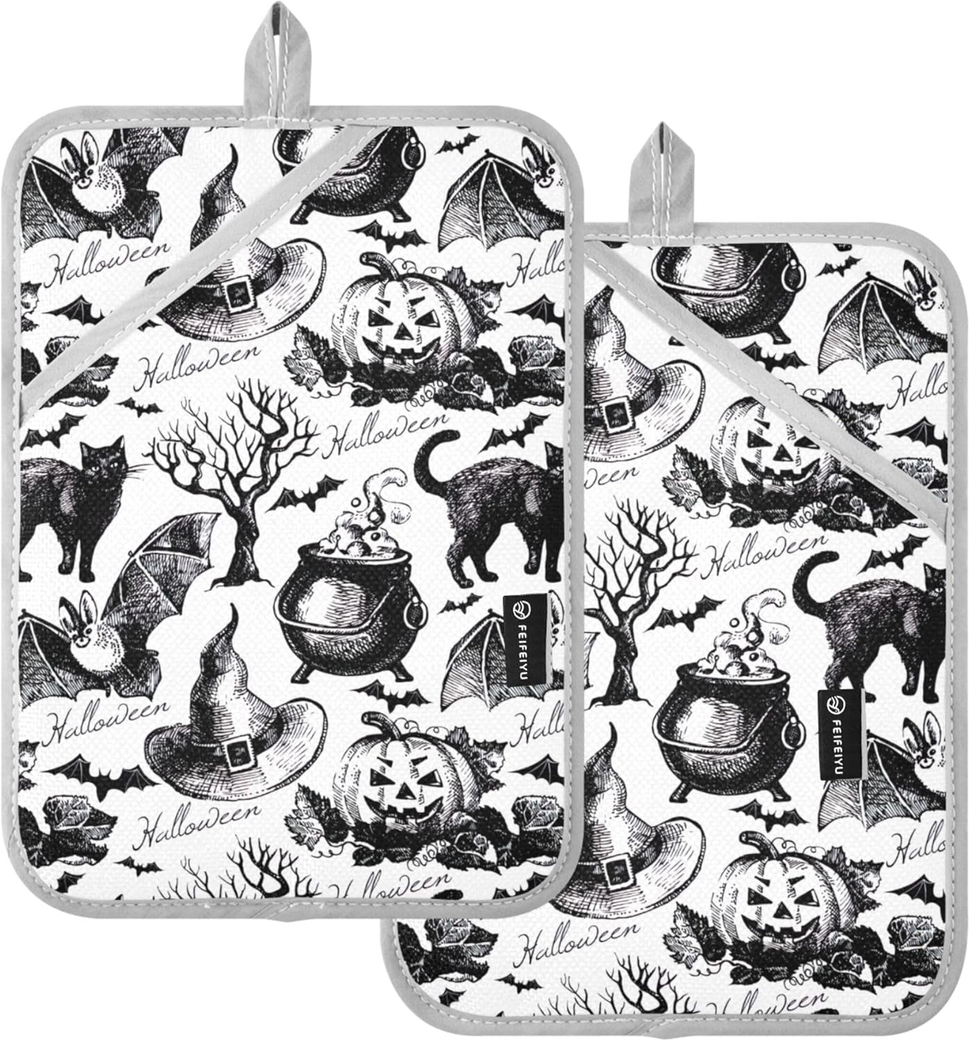Custom Halloween Cat Pumpkin Hot Pan Holders