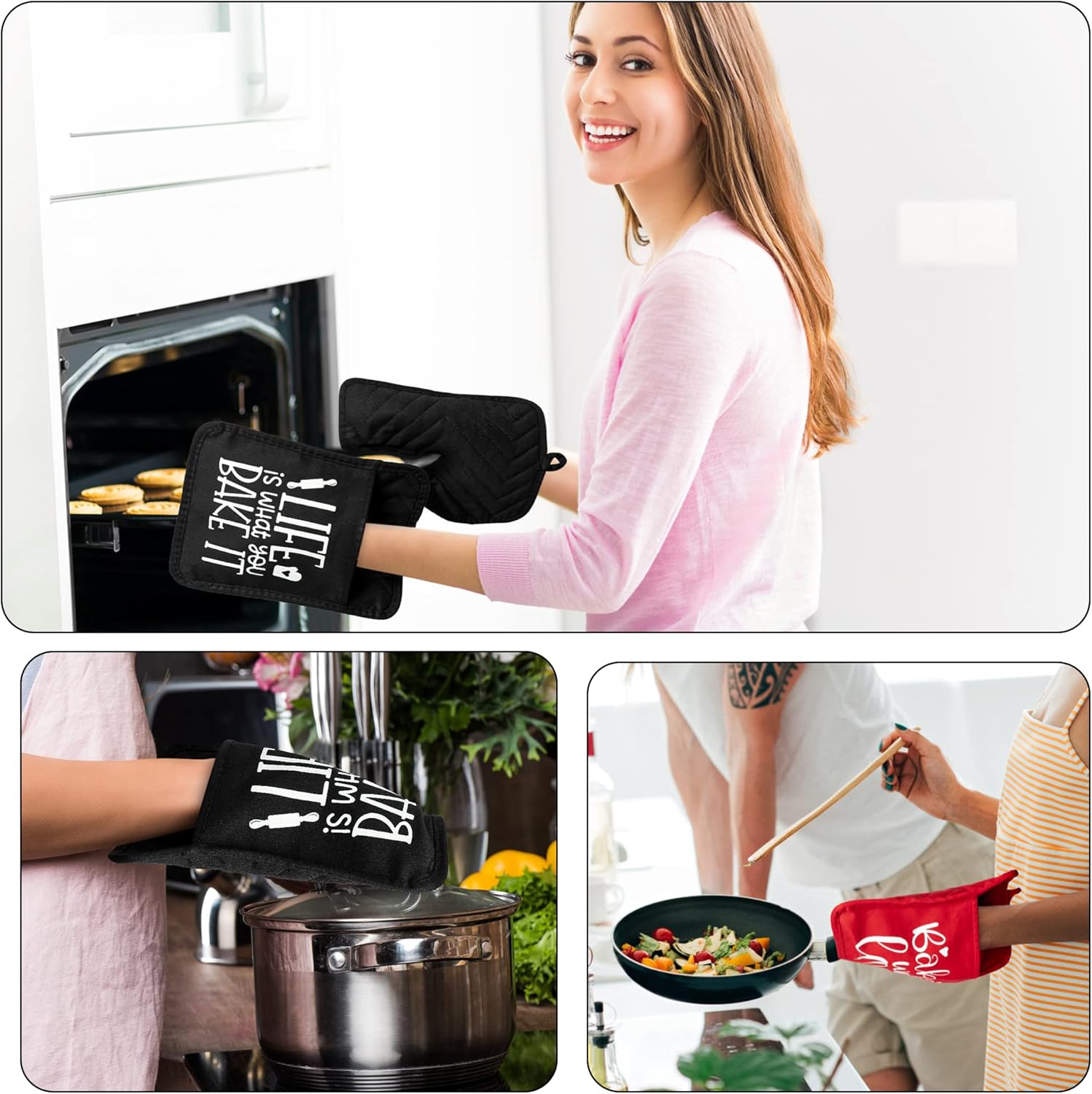 5-Piece Heat-Resistant Baking Potholders for Kitchen