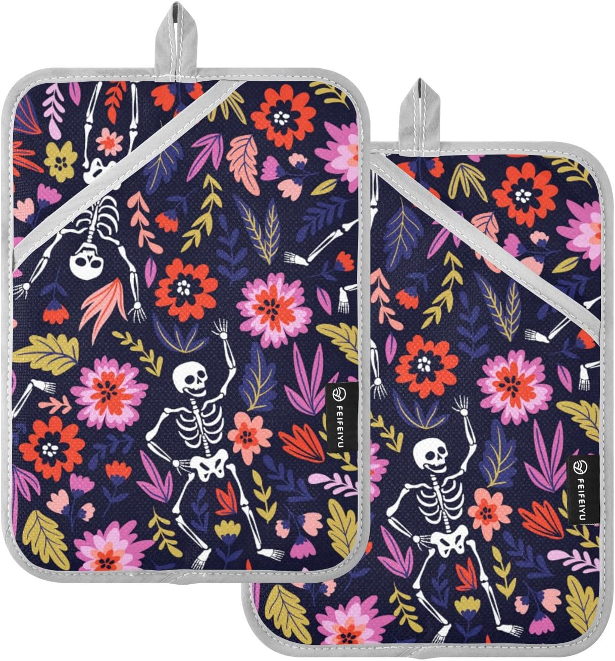 Halloween Skeleton Pot Holder Set