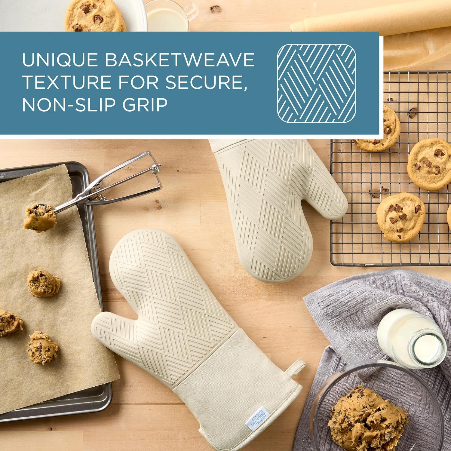TOWN COUNTRY BASICS Silicone Oven Mitt 2-Pack Set