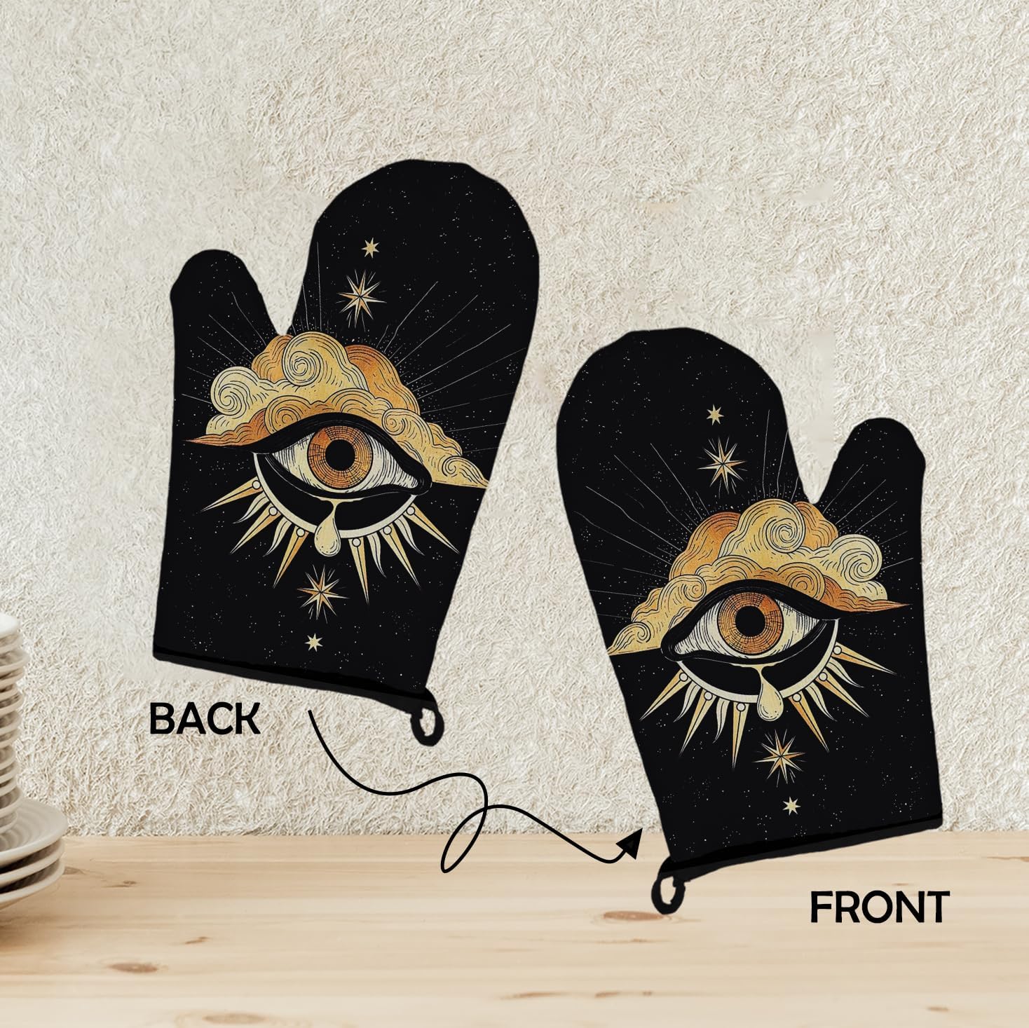 Mingnei Tarot Evil Eye Oven Mitts and Potholder Set