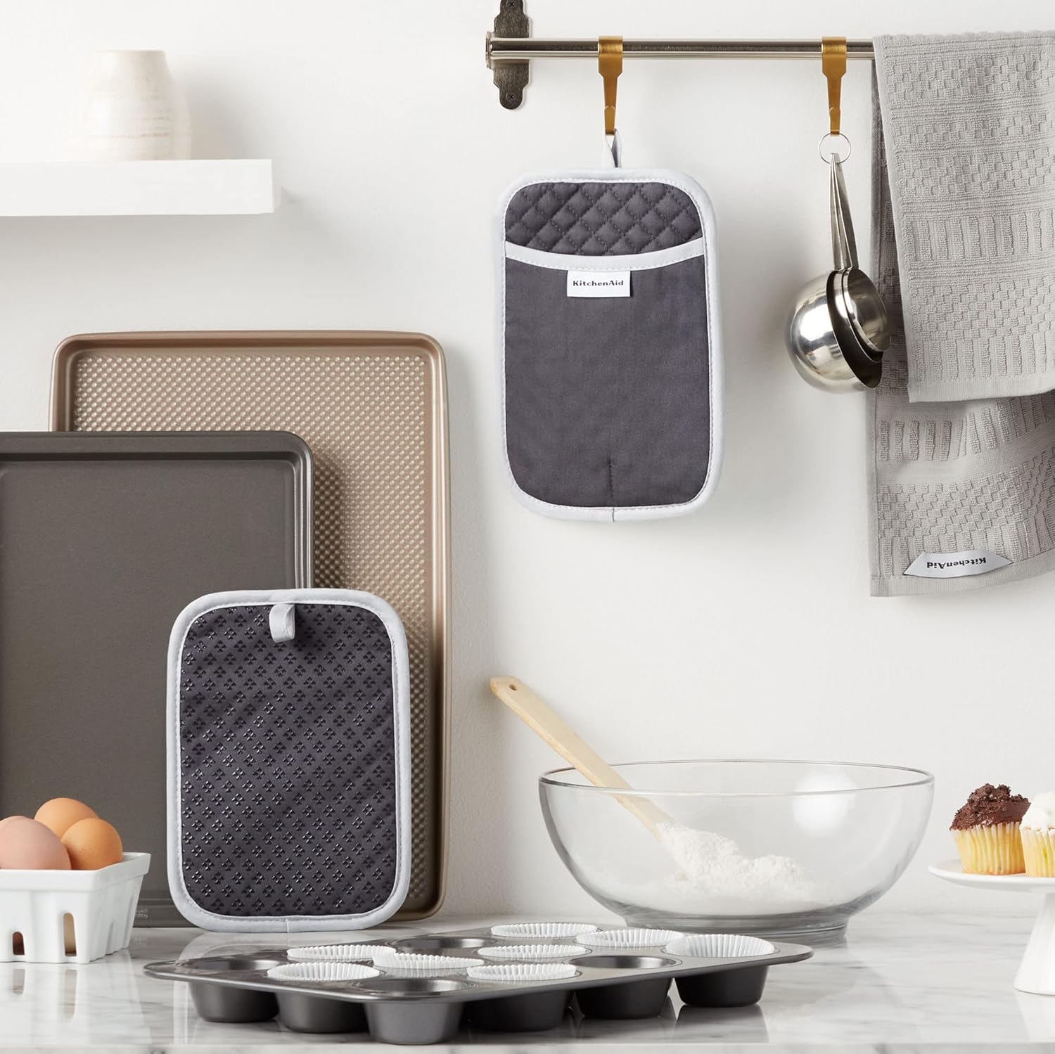 KitchenAid Asteroid Pot Holder 2-Pack Charcoal Grey