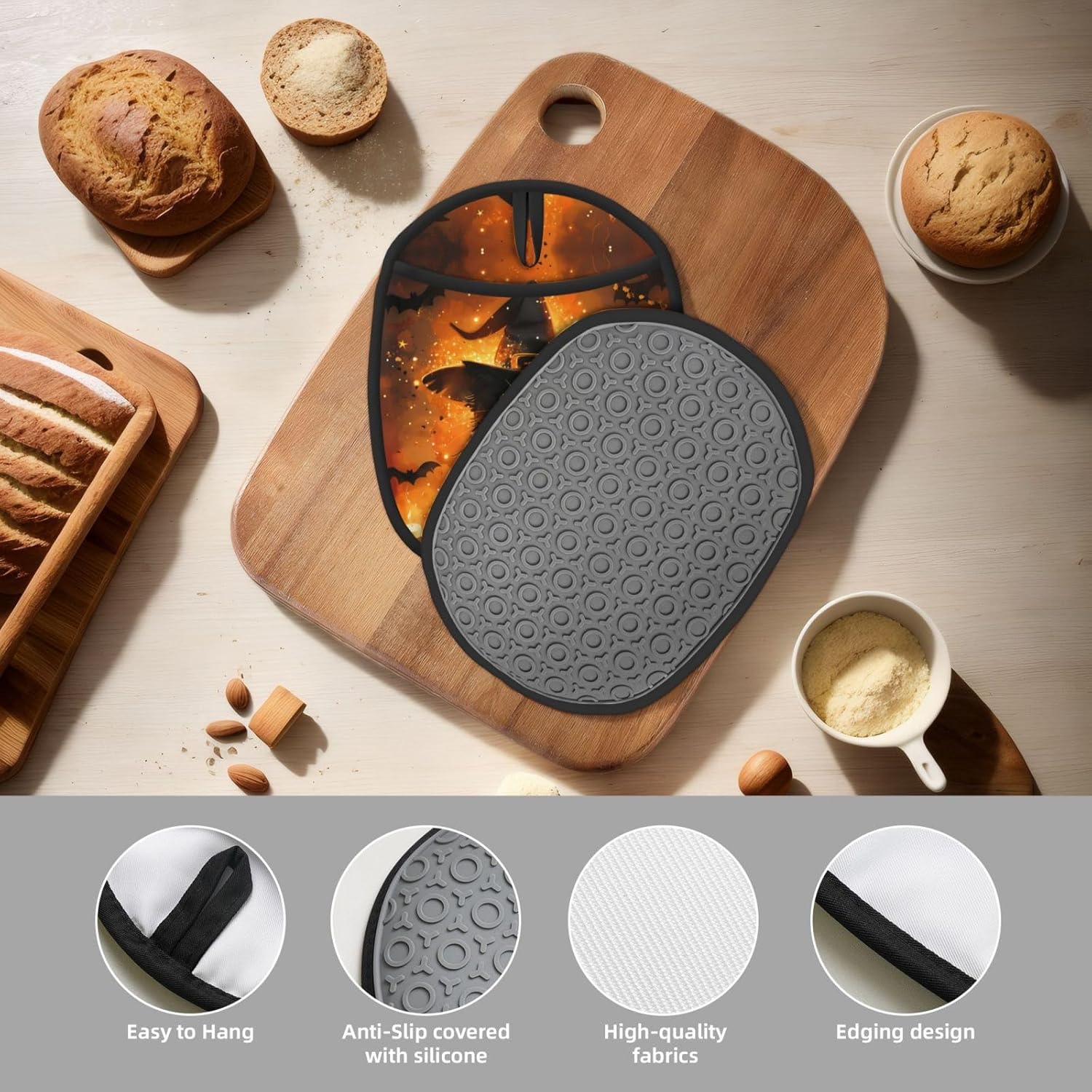 Premium Silicone Pot Holders with Halloween Design