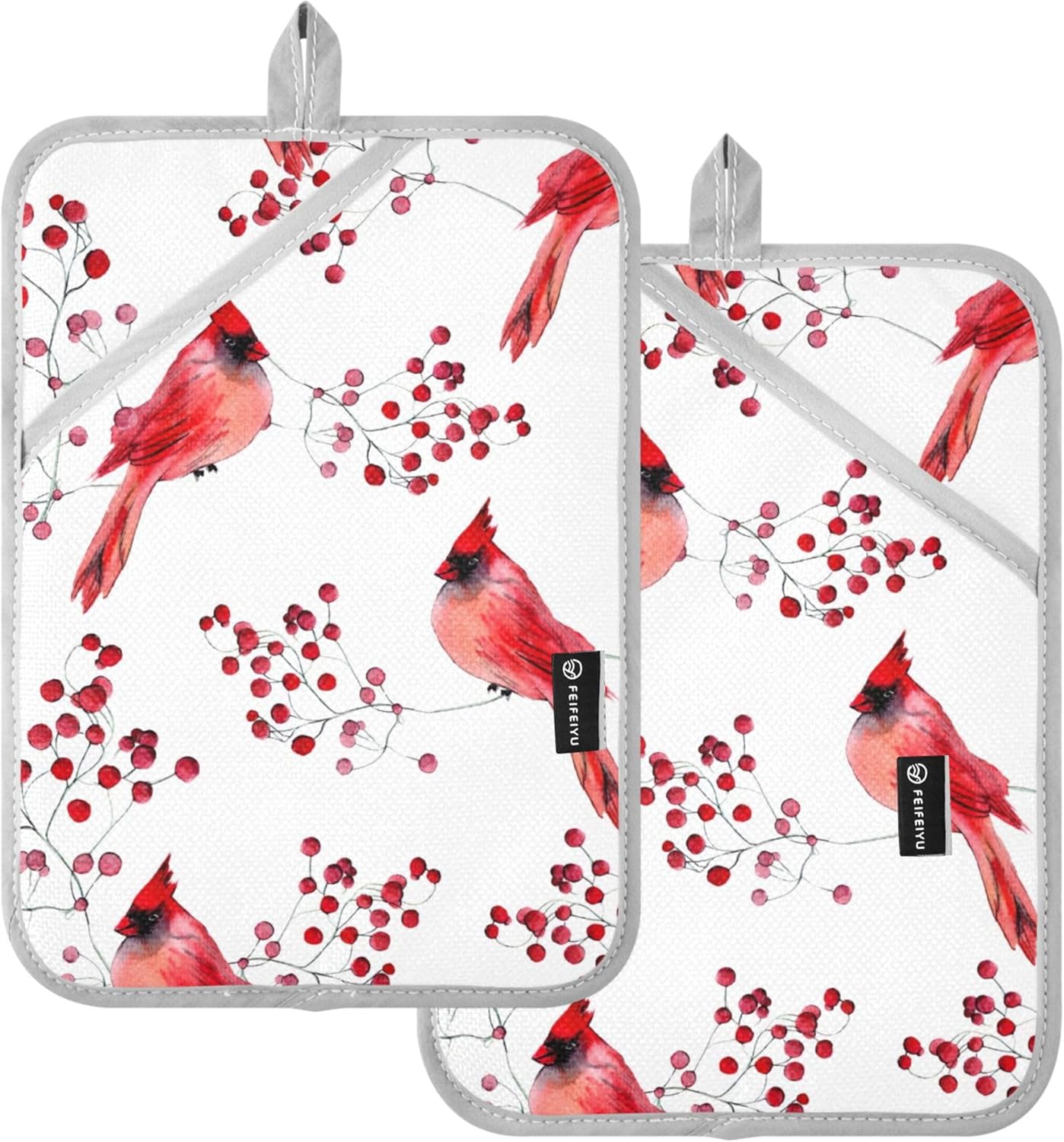 Berry Cardinal Bird Hot Pad Pot Holder Set of 2 1