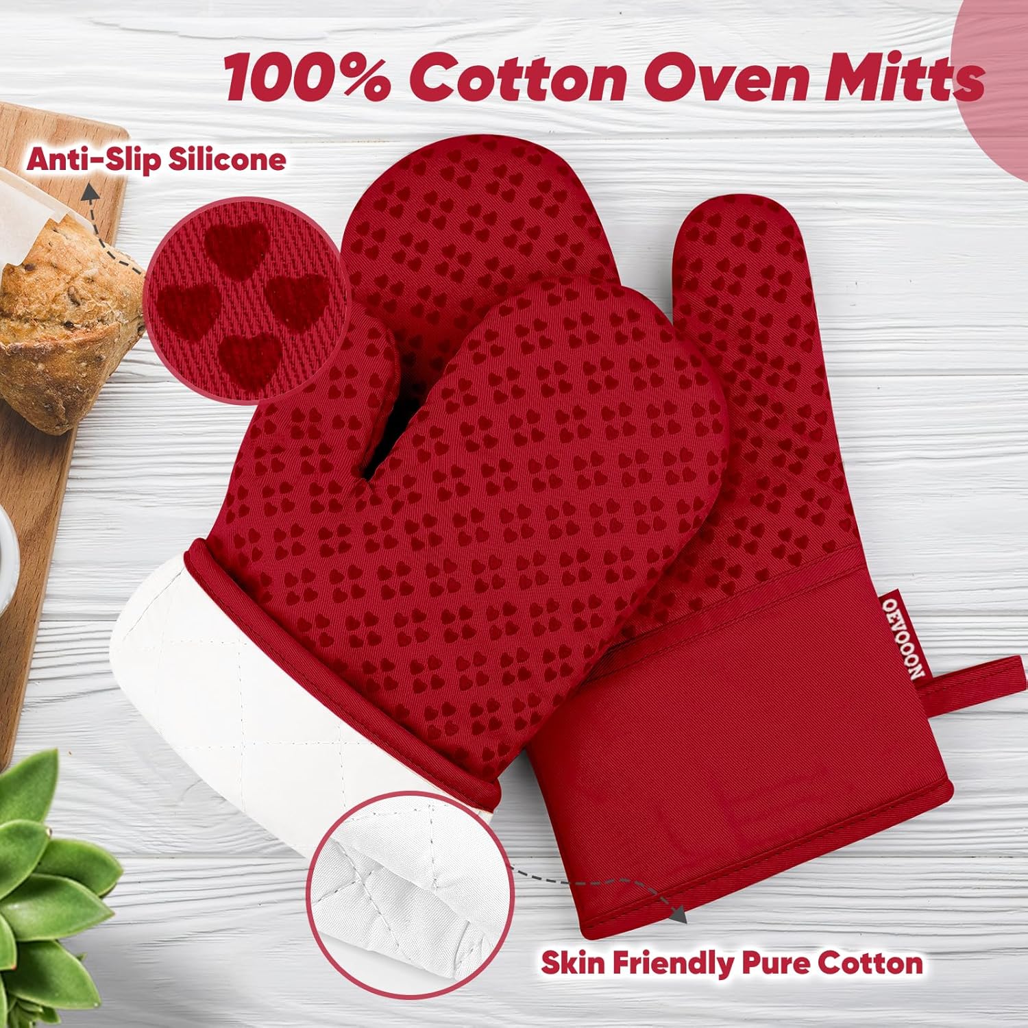 Premium Oven Mitts Set - Heat Resistant Silicone Grip for Cooking Baking
