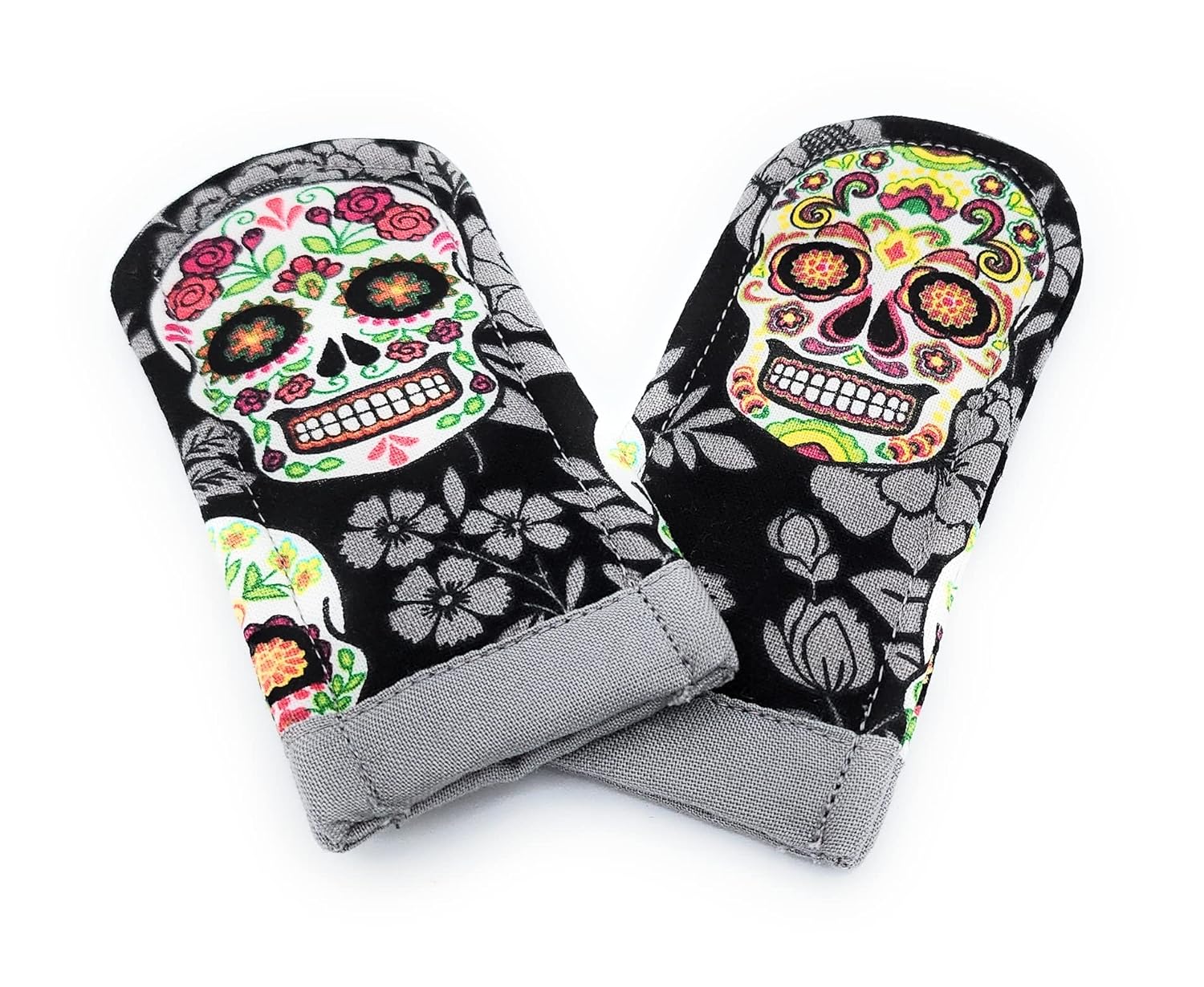 Da de Muerto Pot Holder Pair Cast Iron Pots Skillets Handle Mitts