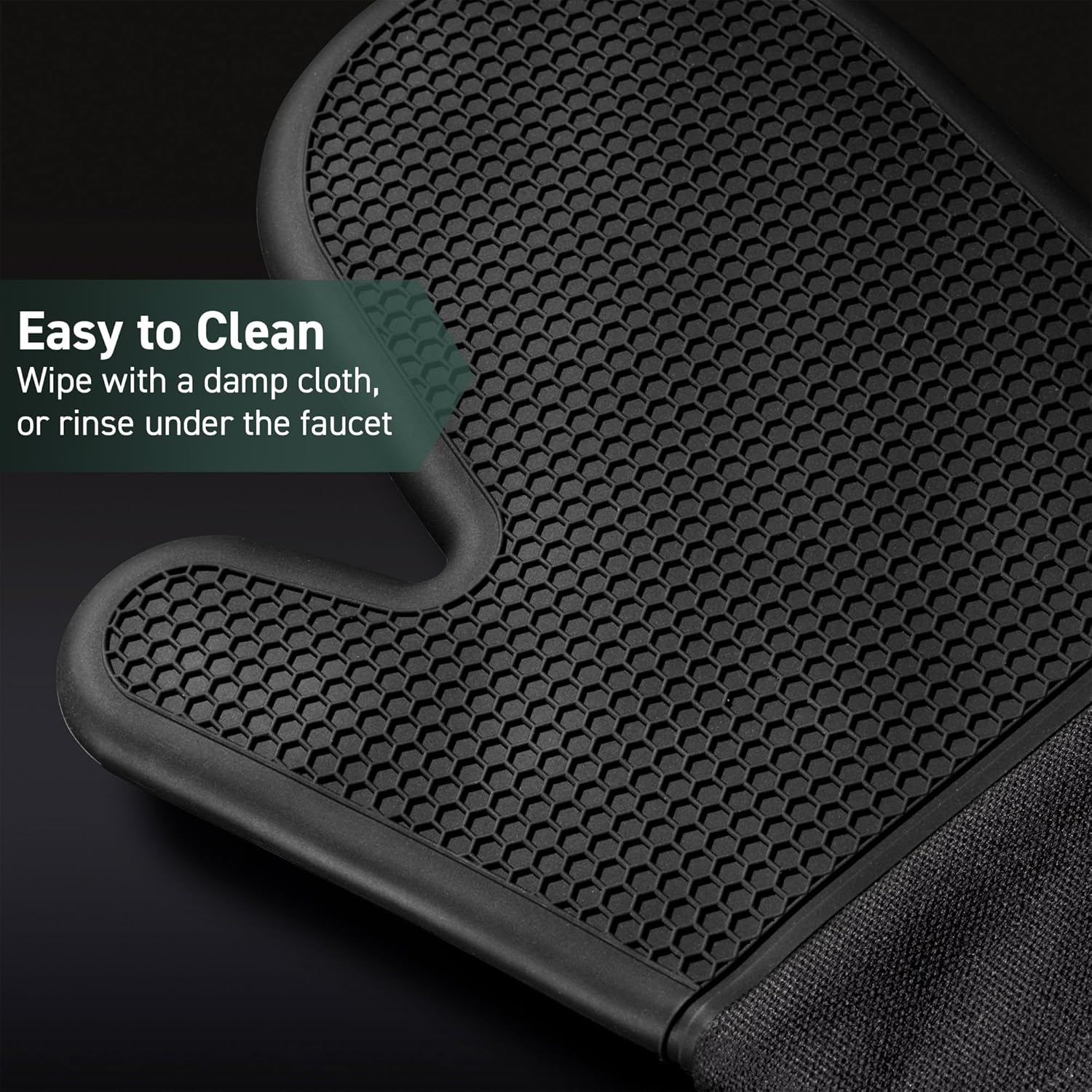 HexClad Silicone Oven Mitt Set 2-Piece Heat Resistant 500F Black