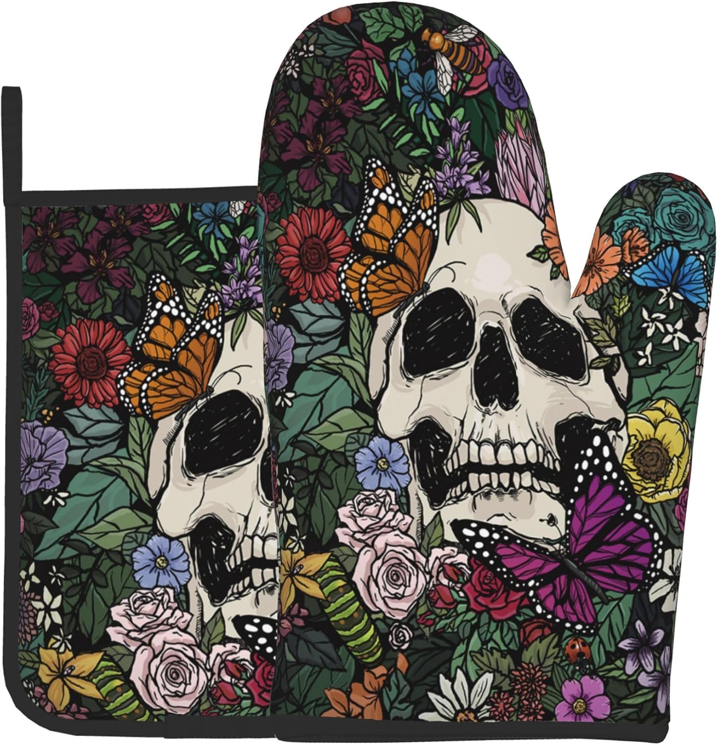 Gothic Skull Pot Holders Oven Mitts