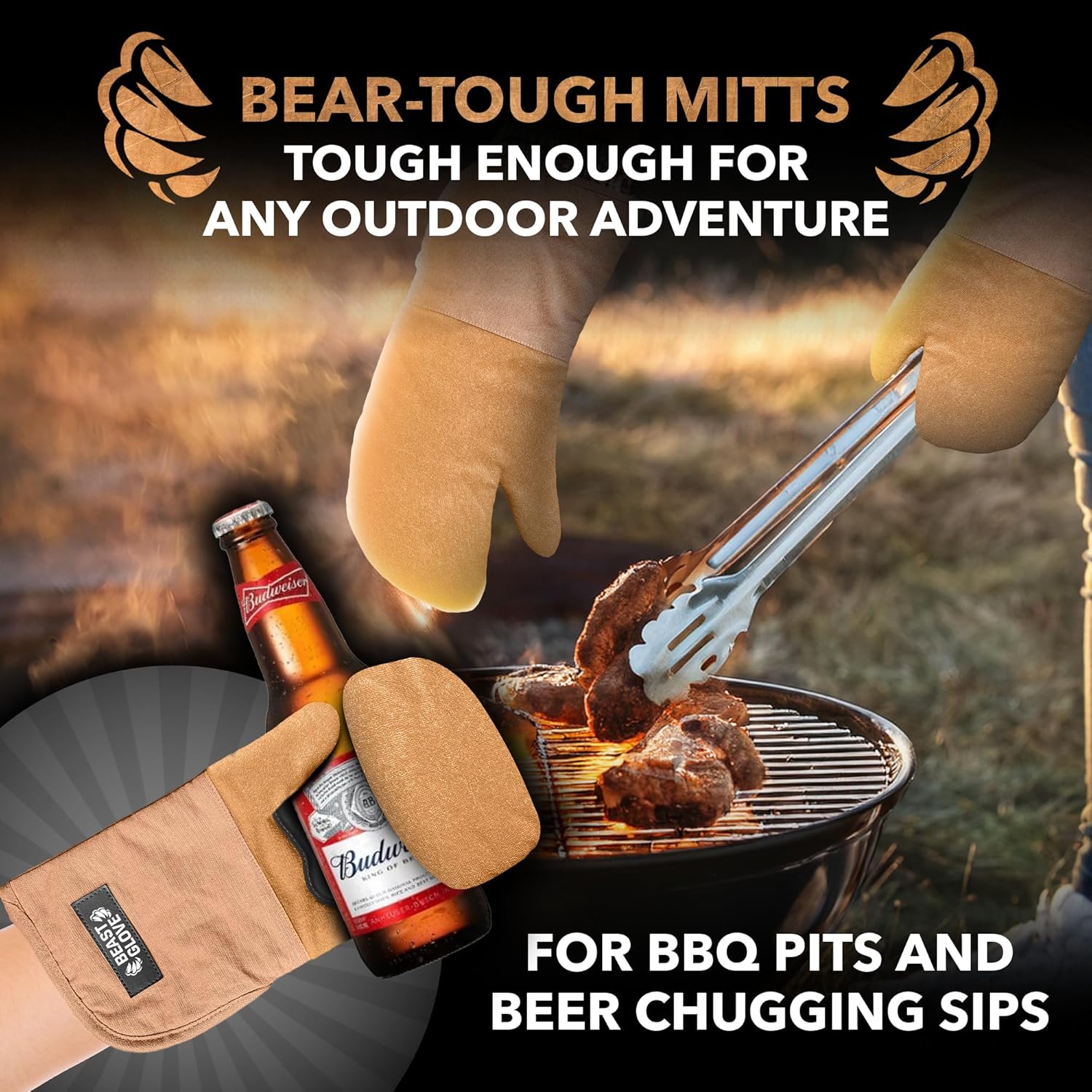 Disc Living Bear Paw Oven Mitt Set Heat-Resistant for Kitchen