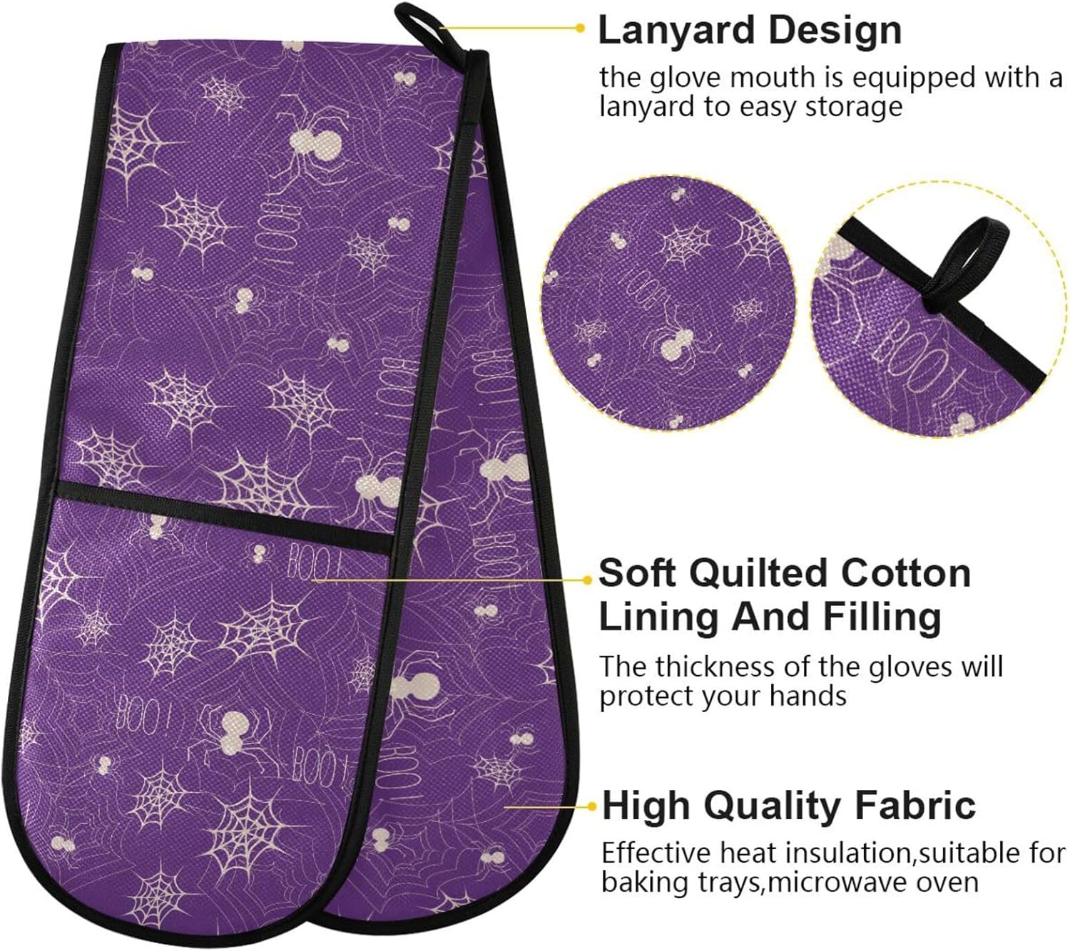 Halloween Spiders Oven Mitts Heat-Resistant Durable