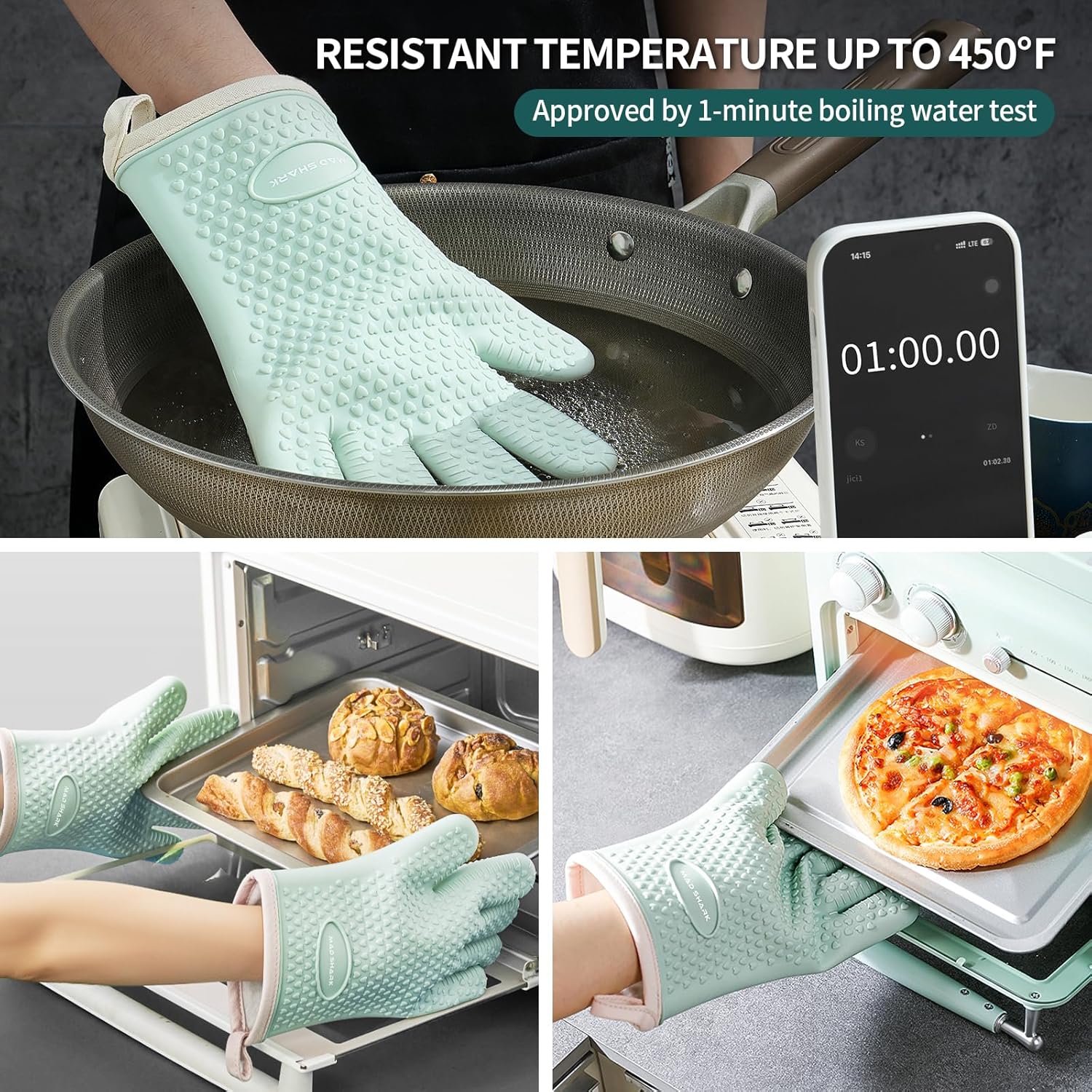 MAD SHARK Heat-Resistant Silicone Oven Mitts