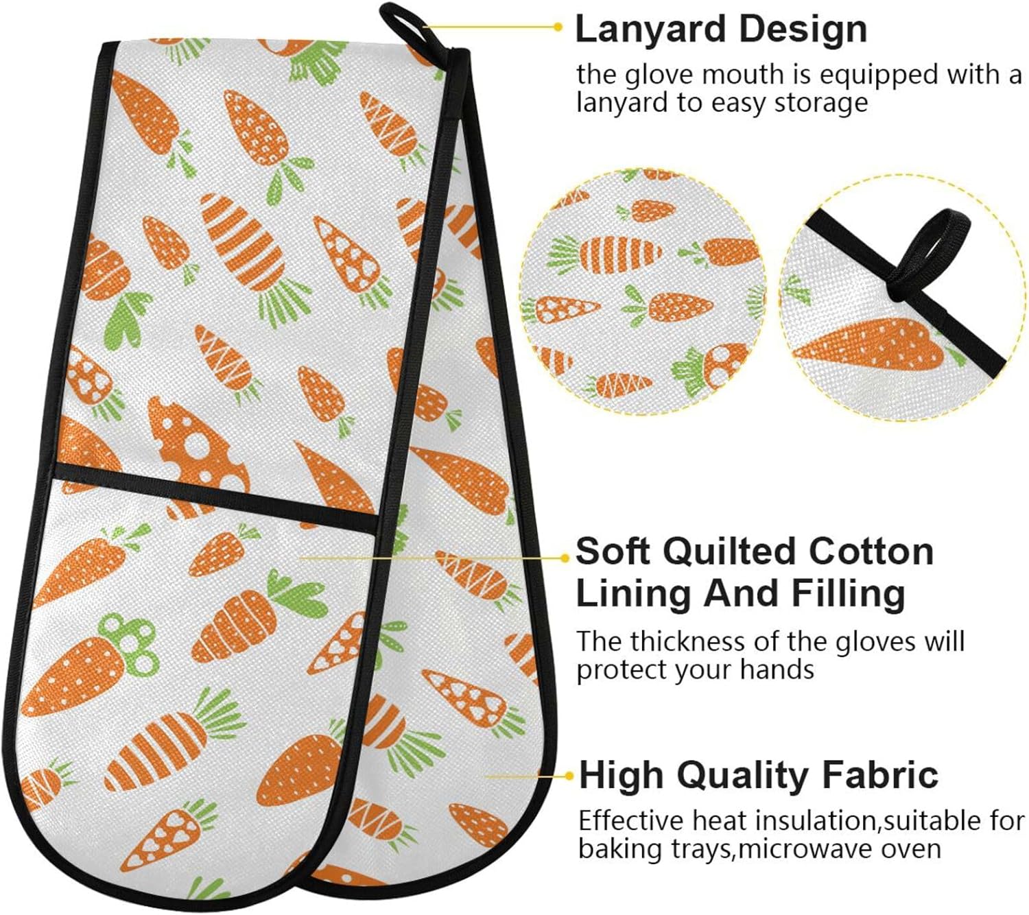 Double Oven Mitts Heat-Resistant Oven Glove for Kitchen Use