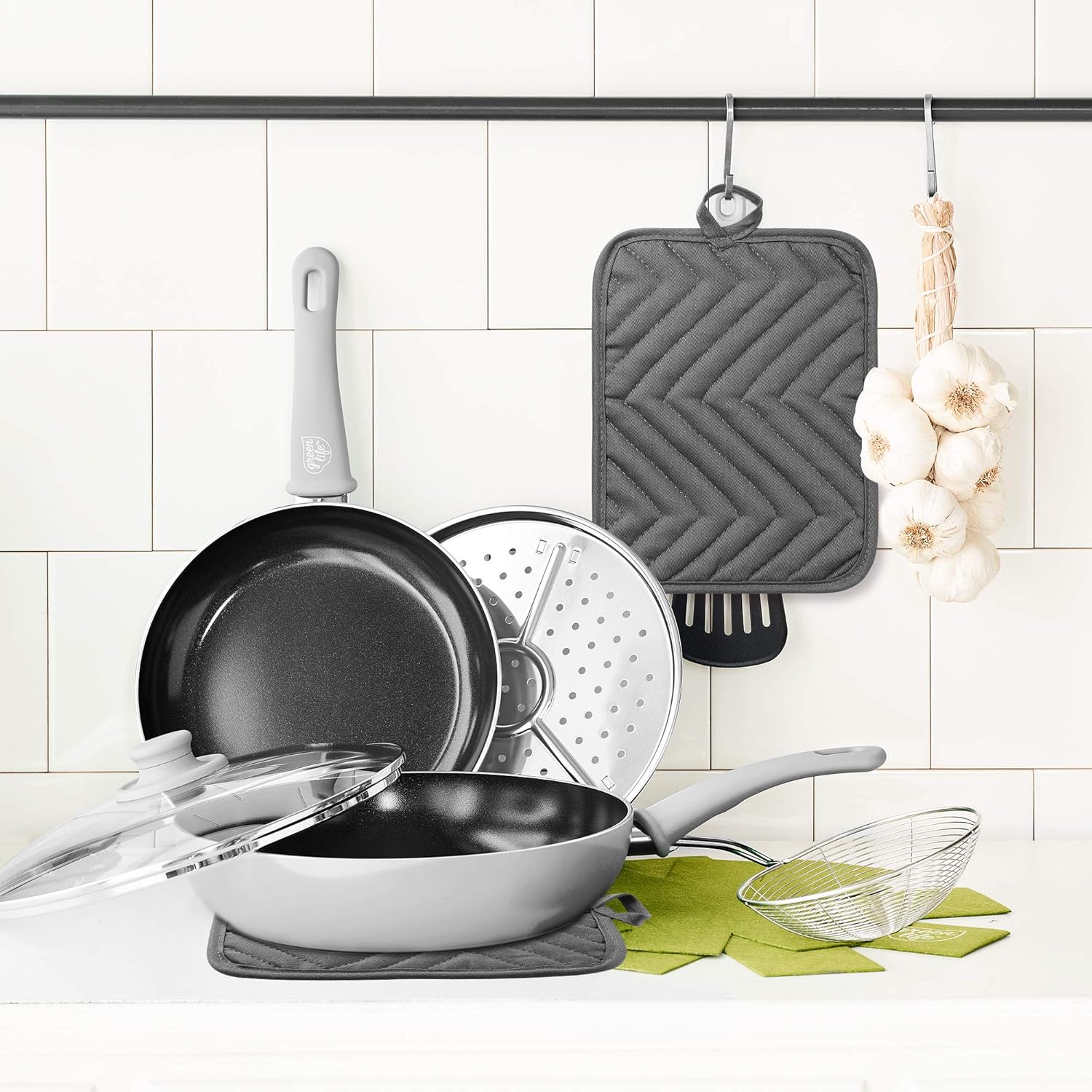 GROBRO7 5Pack Cotton Potholders Heat Resistant Grey