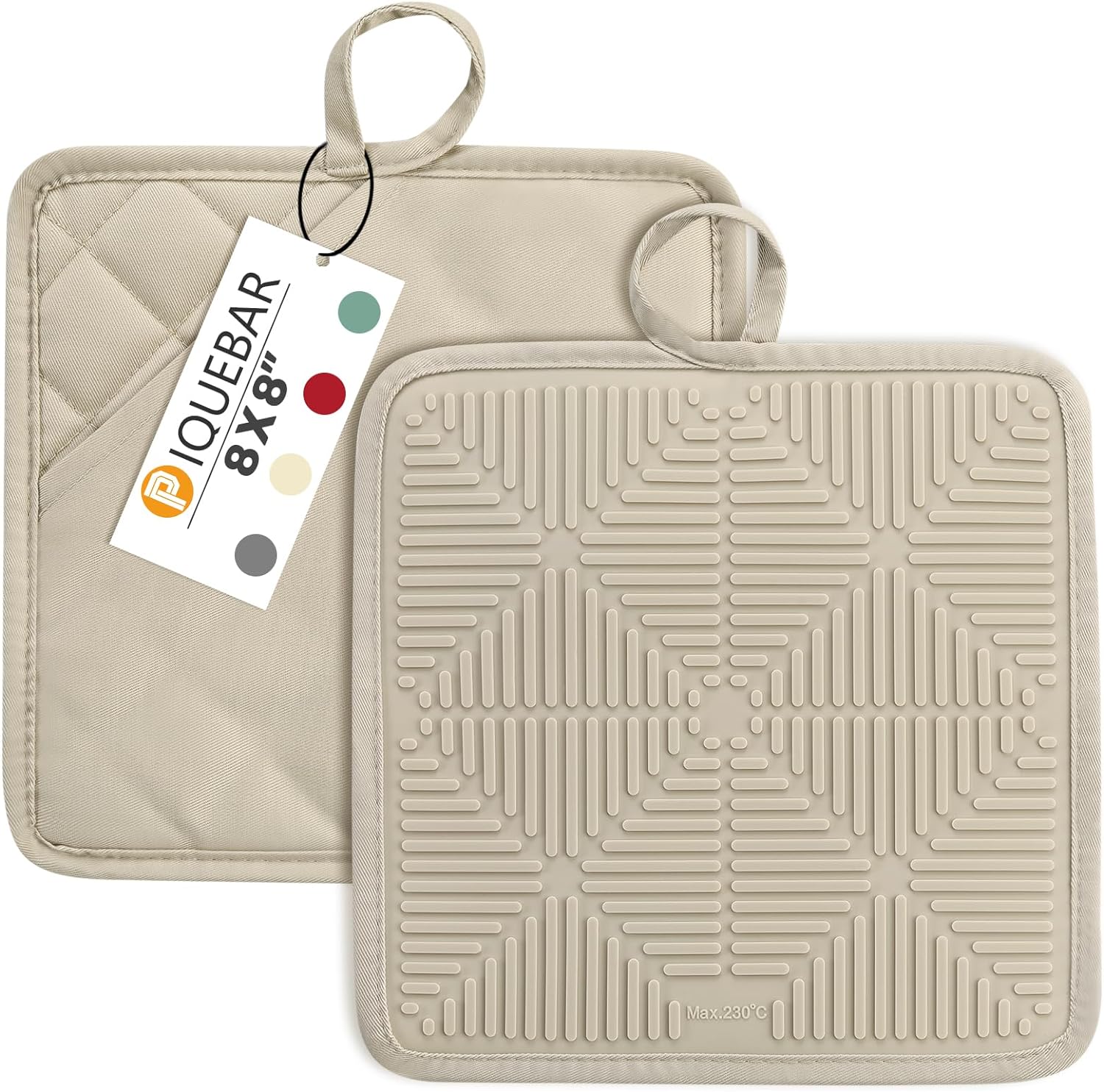 PIQUEBAR Heat-Resistant Silicone Potholders Set of 2