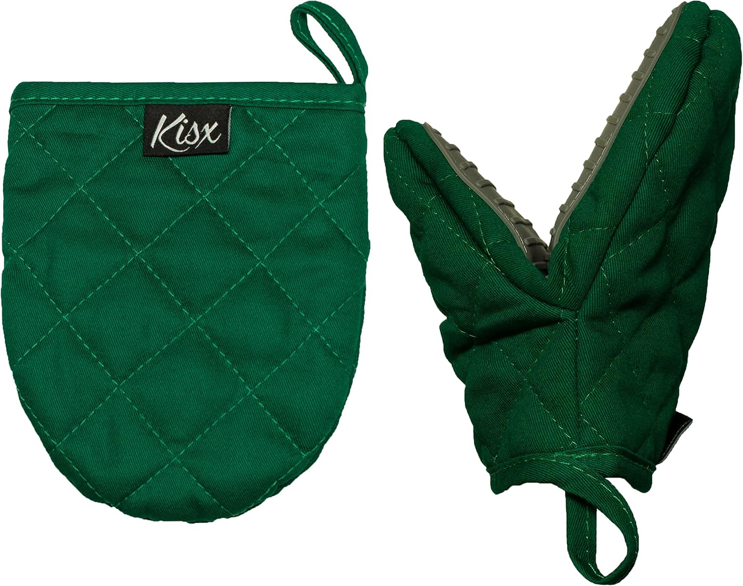 Mini Green Silicone Oven Mitts with Grip Heat Resistant Cooking Gloves Set