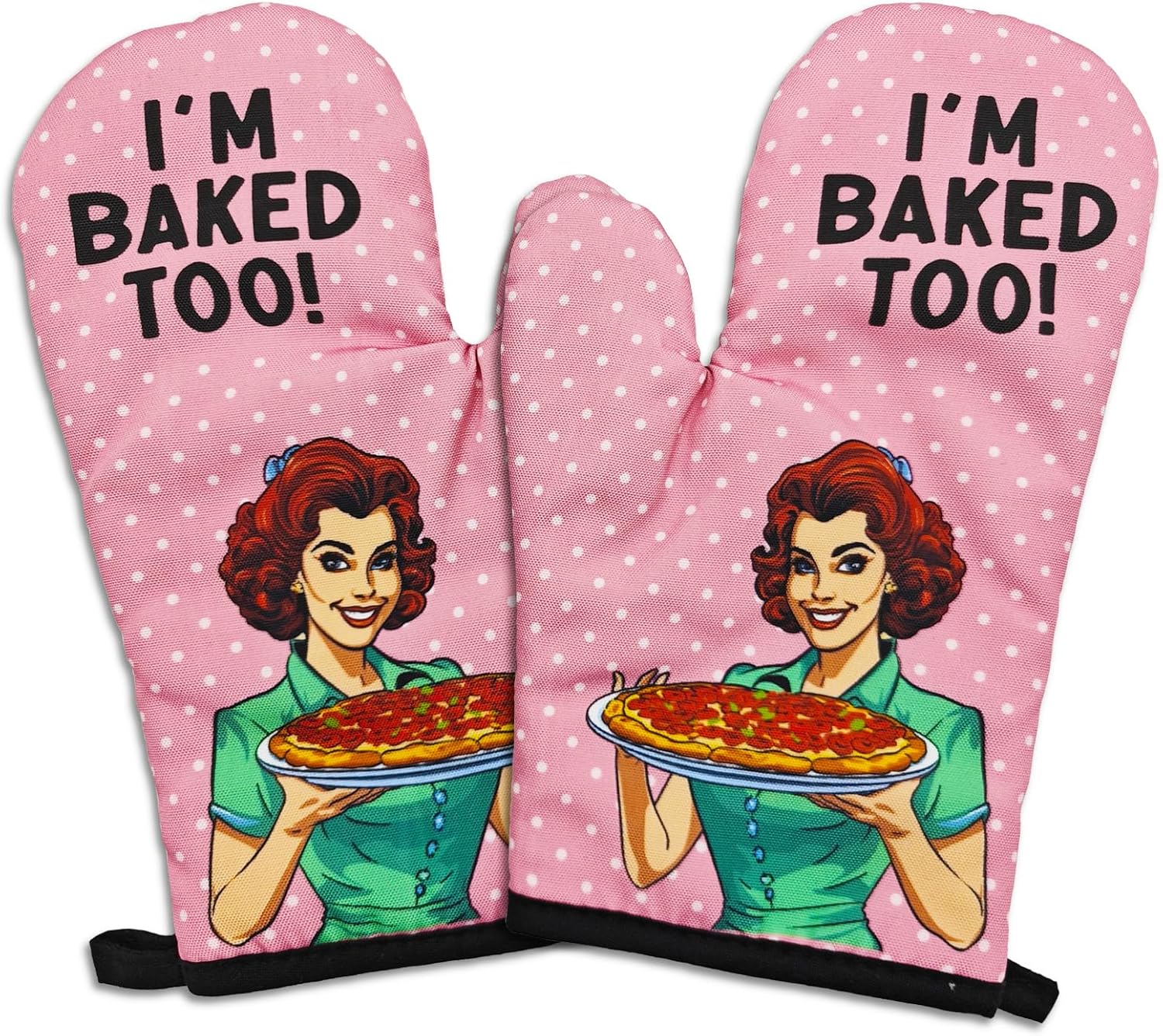 2 Pcs Funny Oven Mitts Im Baked Too Heat Resistant