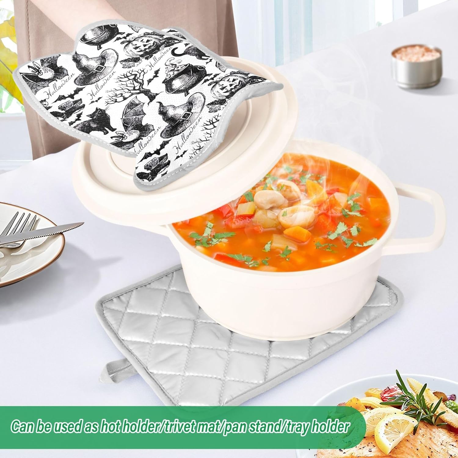 Custom Halloween Cat Pumpkin Hot Pan Holders