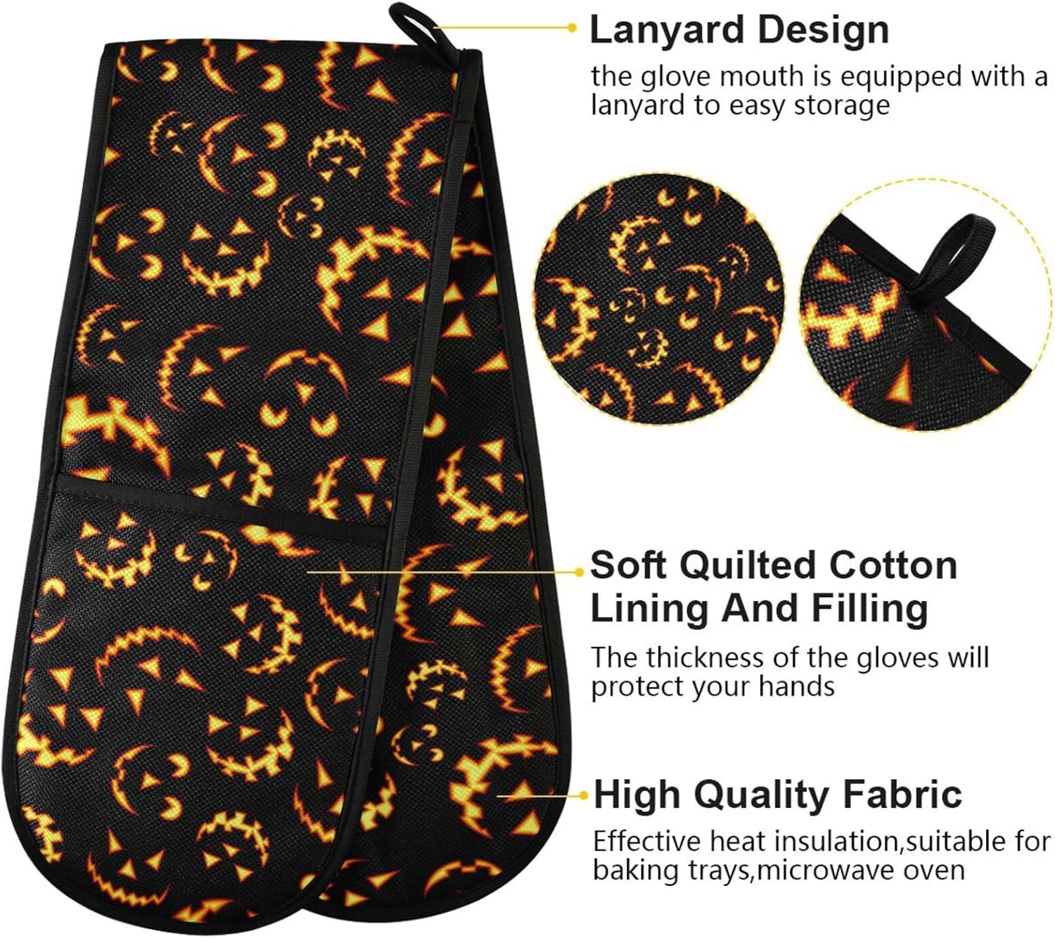 Susiyo Double Oven Mitts Halloween Pumpkins Heat Resistant