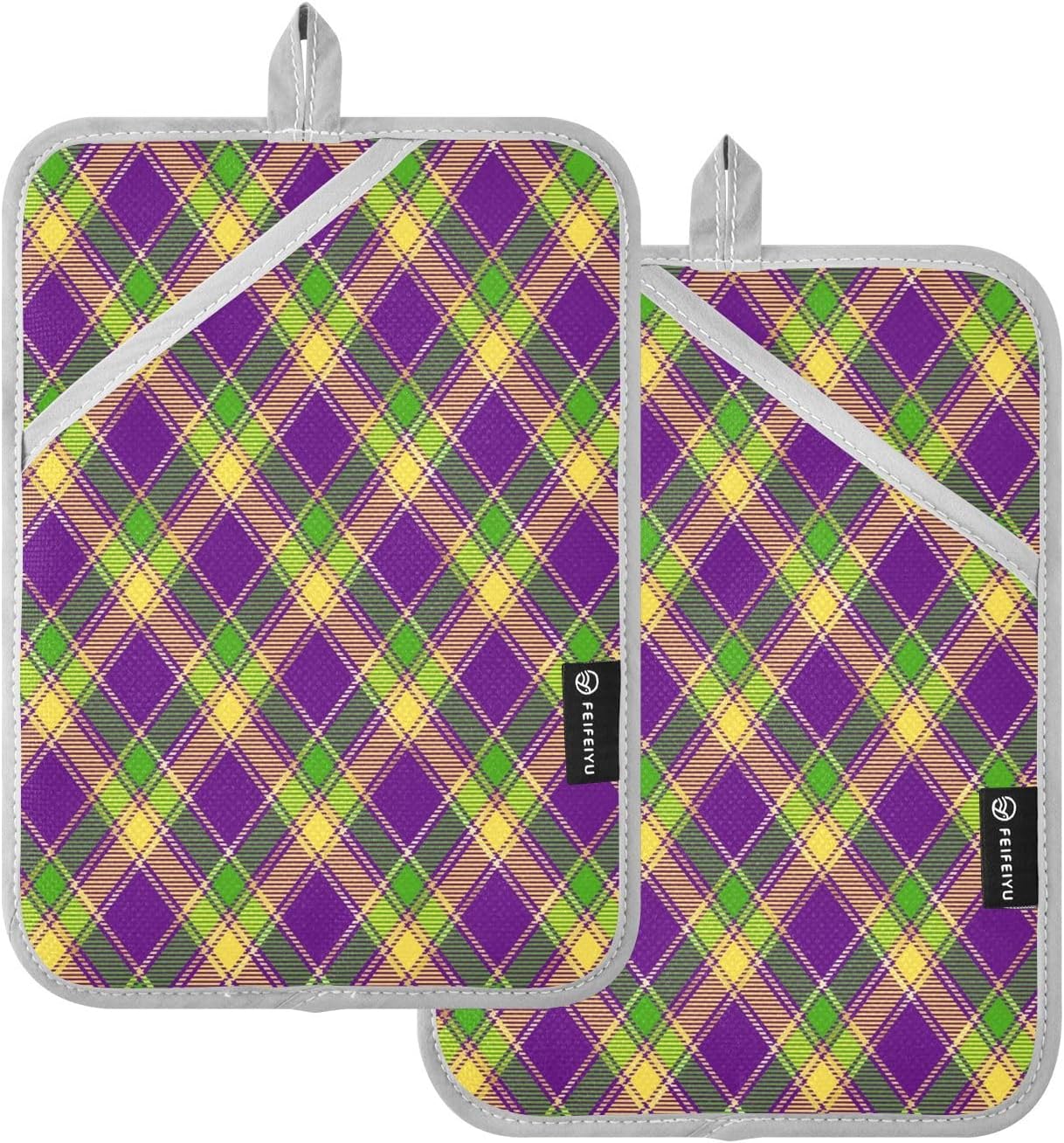Mardi Gras Plaid Pot Holder 2-Pack