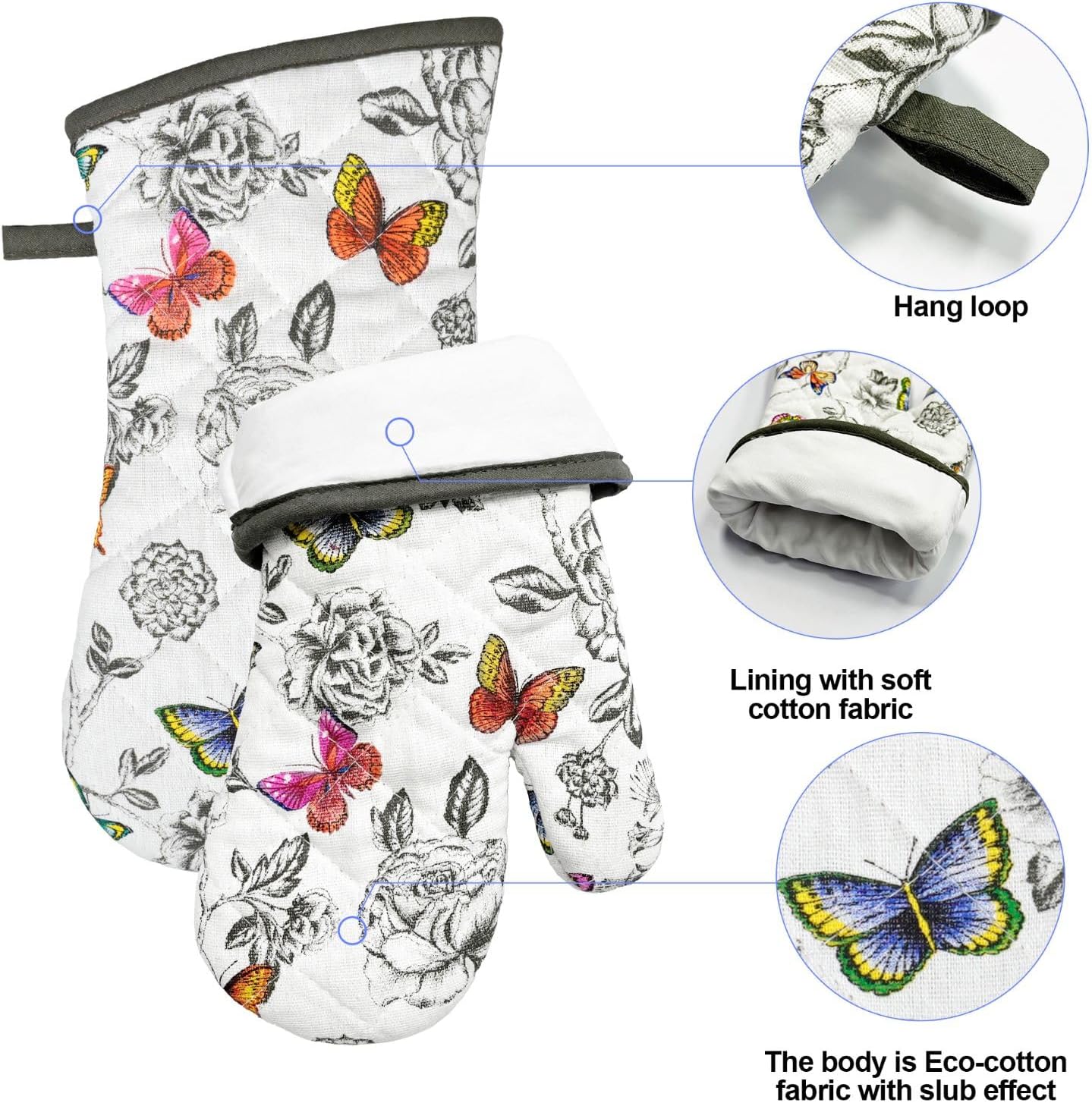 Alselo Oven Mitts Set of 5 with Butterfly Apron