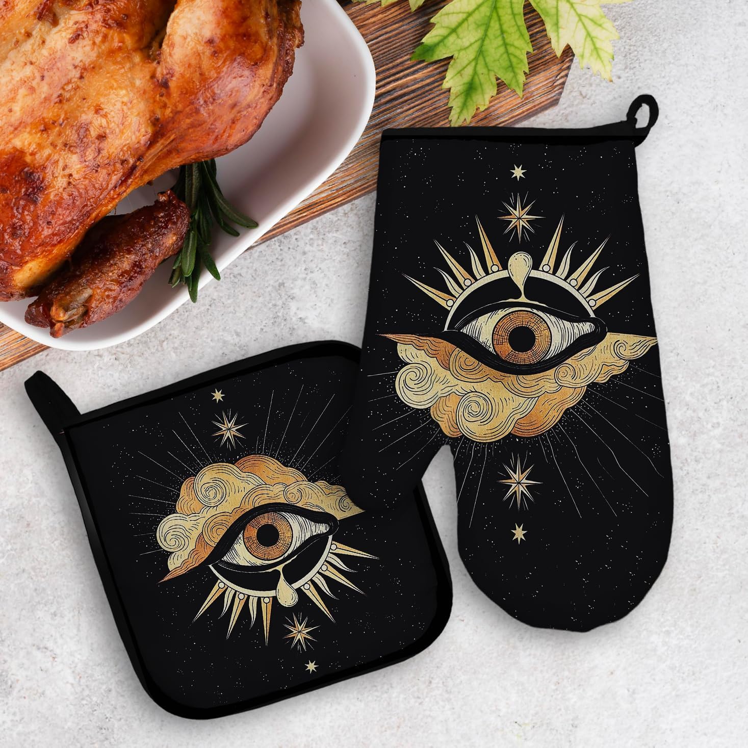 Mingnei Tarot Evil Eye Oven Mitts and Potholder Set