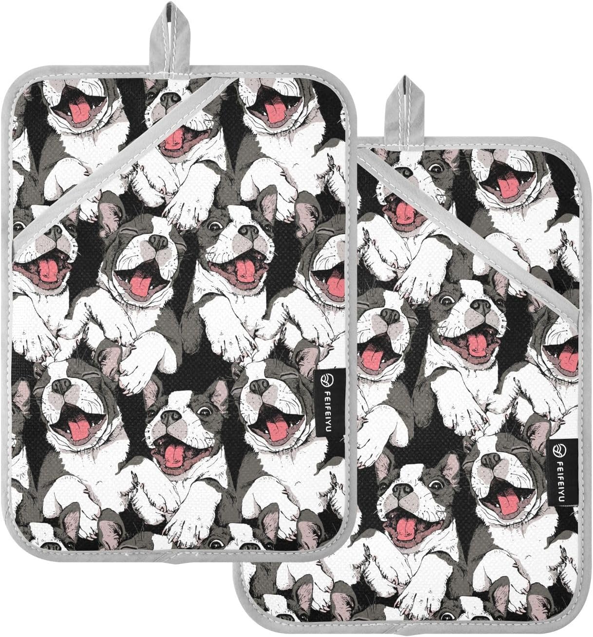 Dalzium Funny Boston Terrier Potholder Set of 2