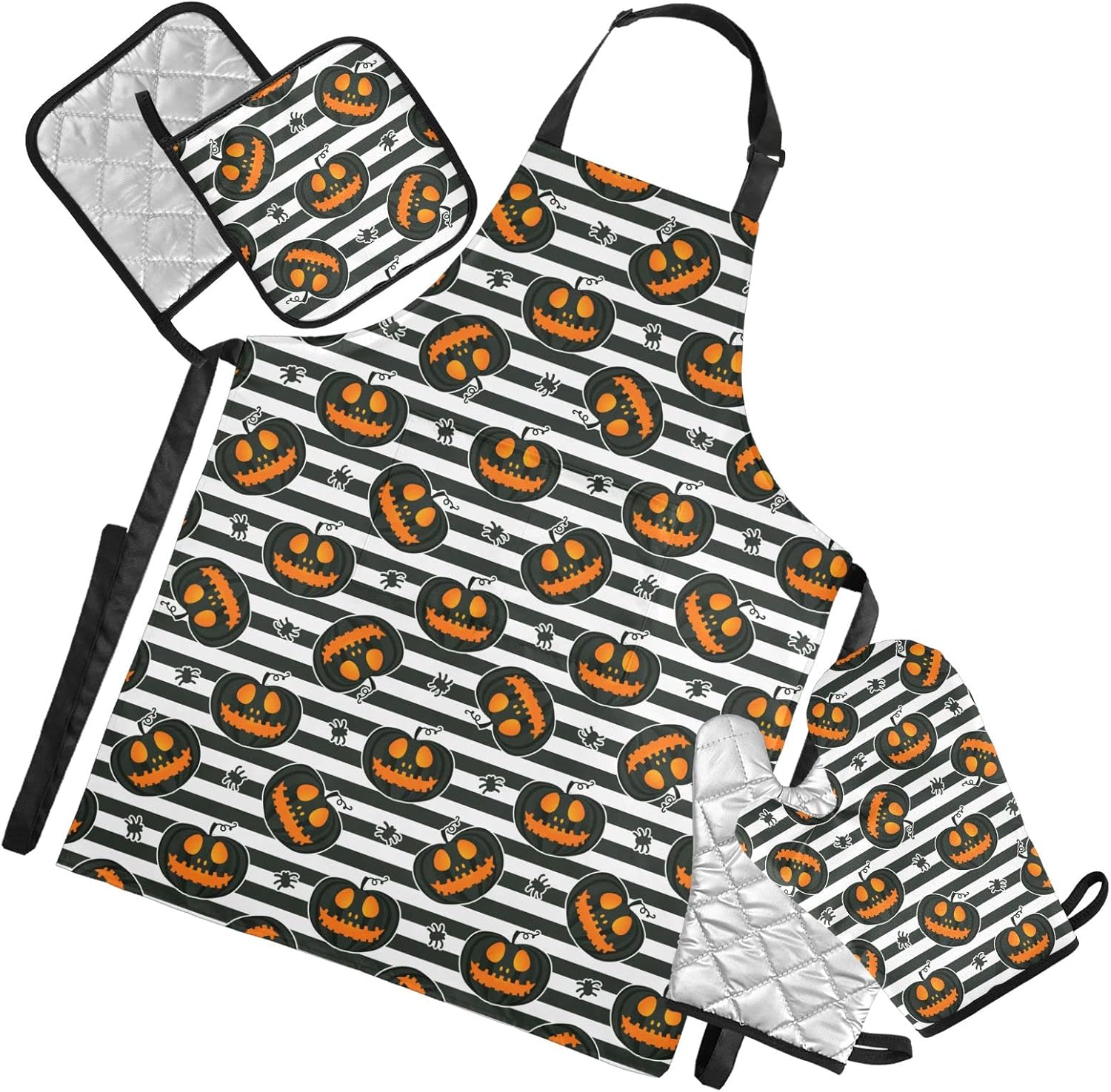 Perfect Halloween Oven Mitts Apron Set for Baking Cooking