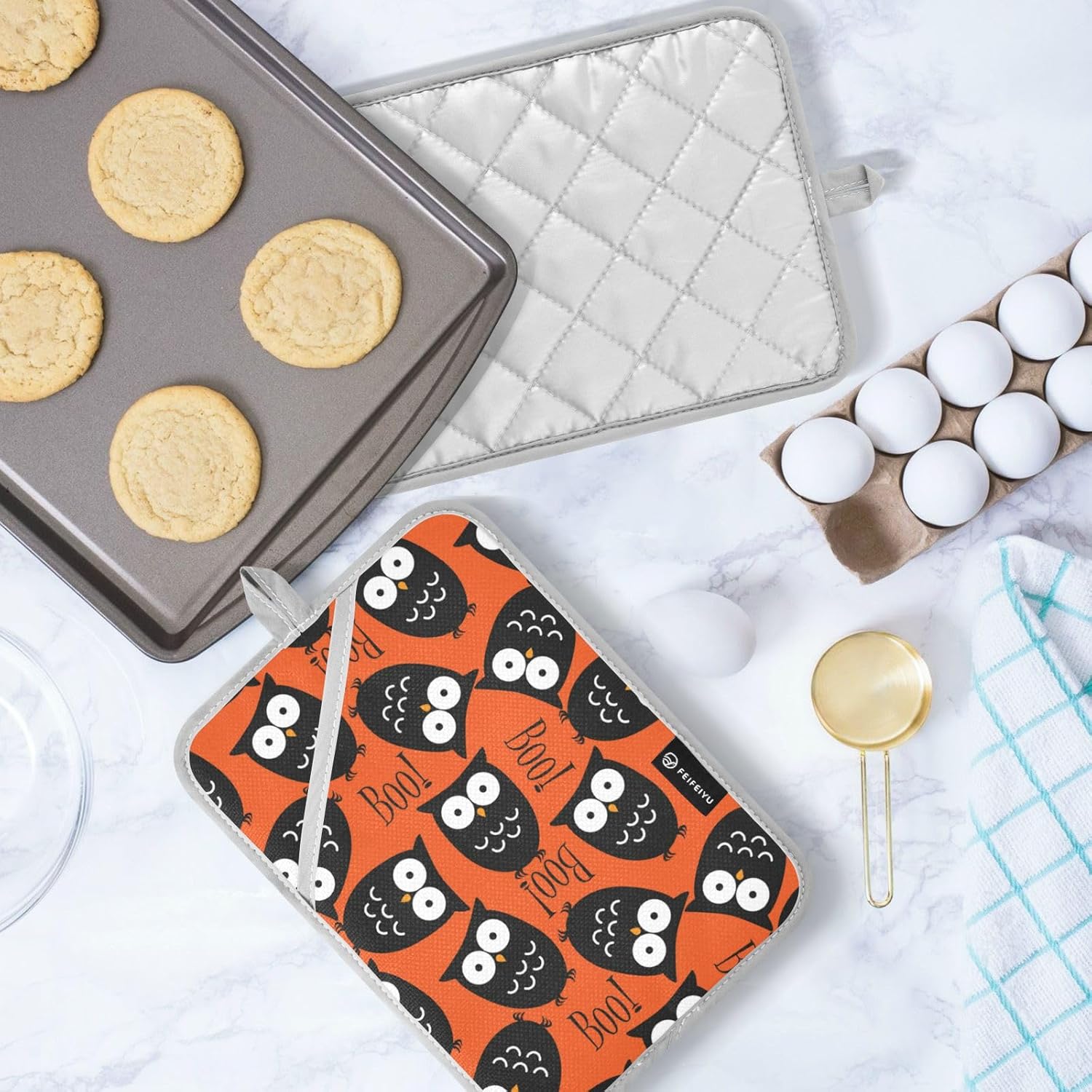 Halloween Cute Owls Potholders Set