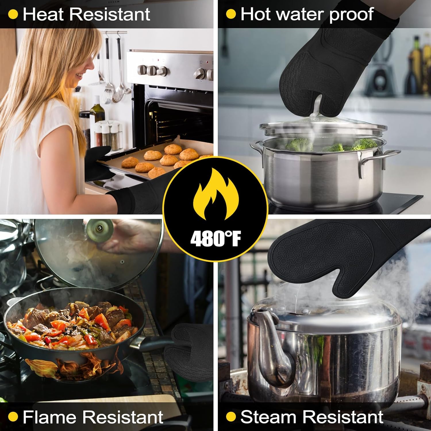 Premium Oven Mitts Pot Holders Set for Heat-Resistant Cooking