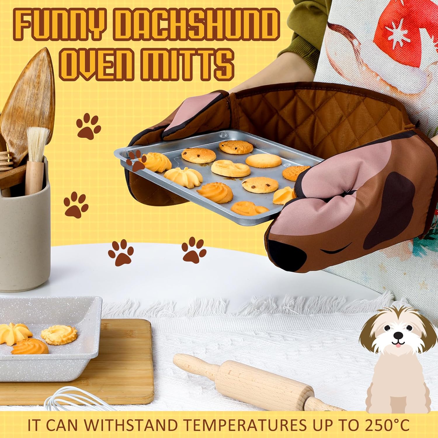 Double Oven Mitts Heat-Resistant for Dog Lovers