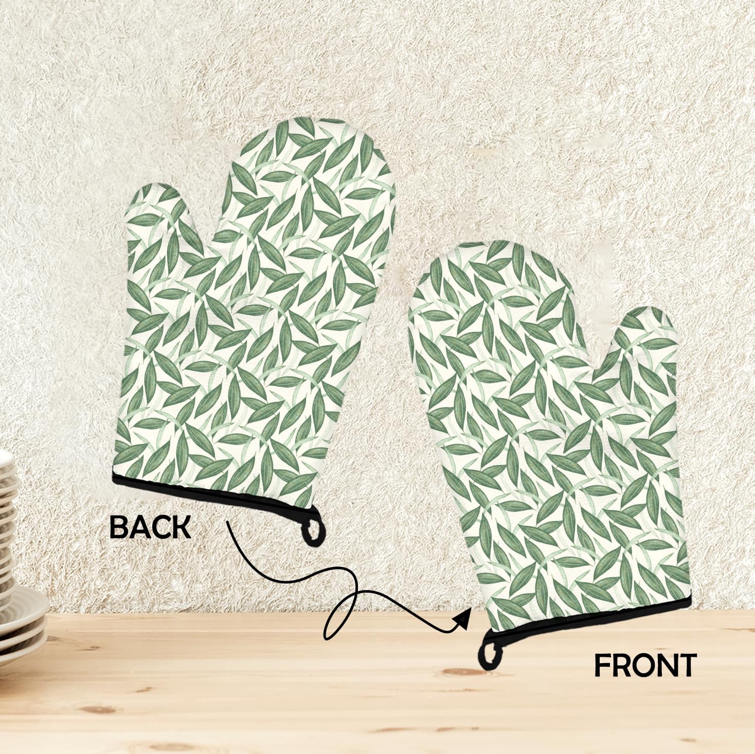 Safe Heat-Resistant Summer Plant Oven Mitts Potholders Set