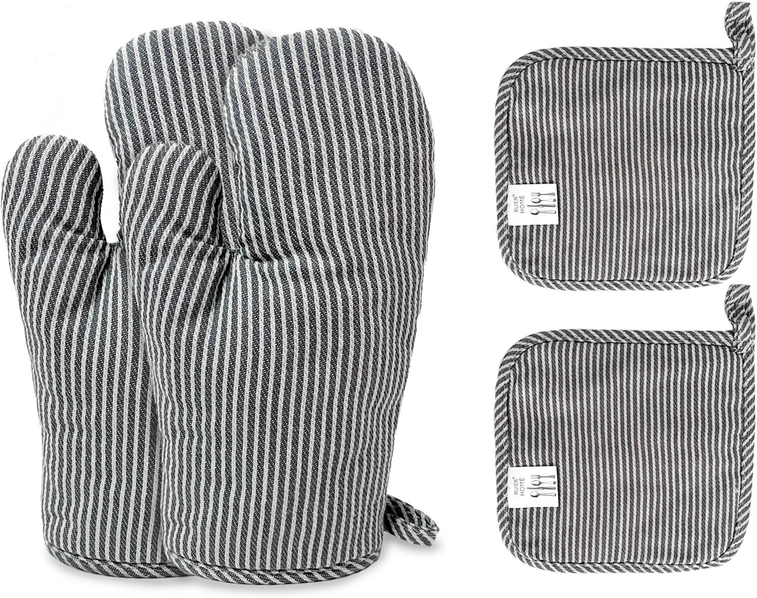 Safe Heat-Resistant 4-Piece Oven Mitts Pot Holders for Kitchen Use